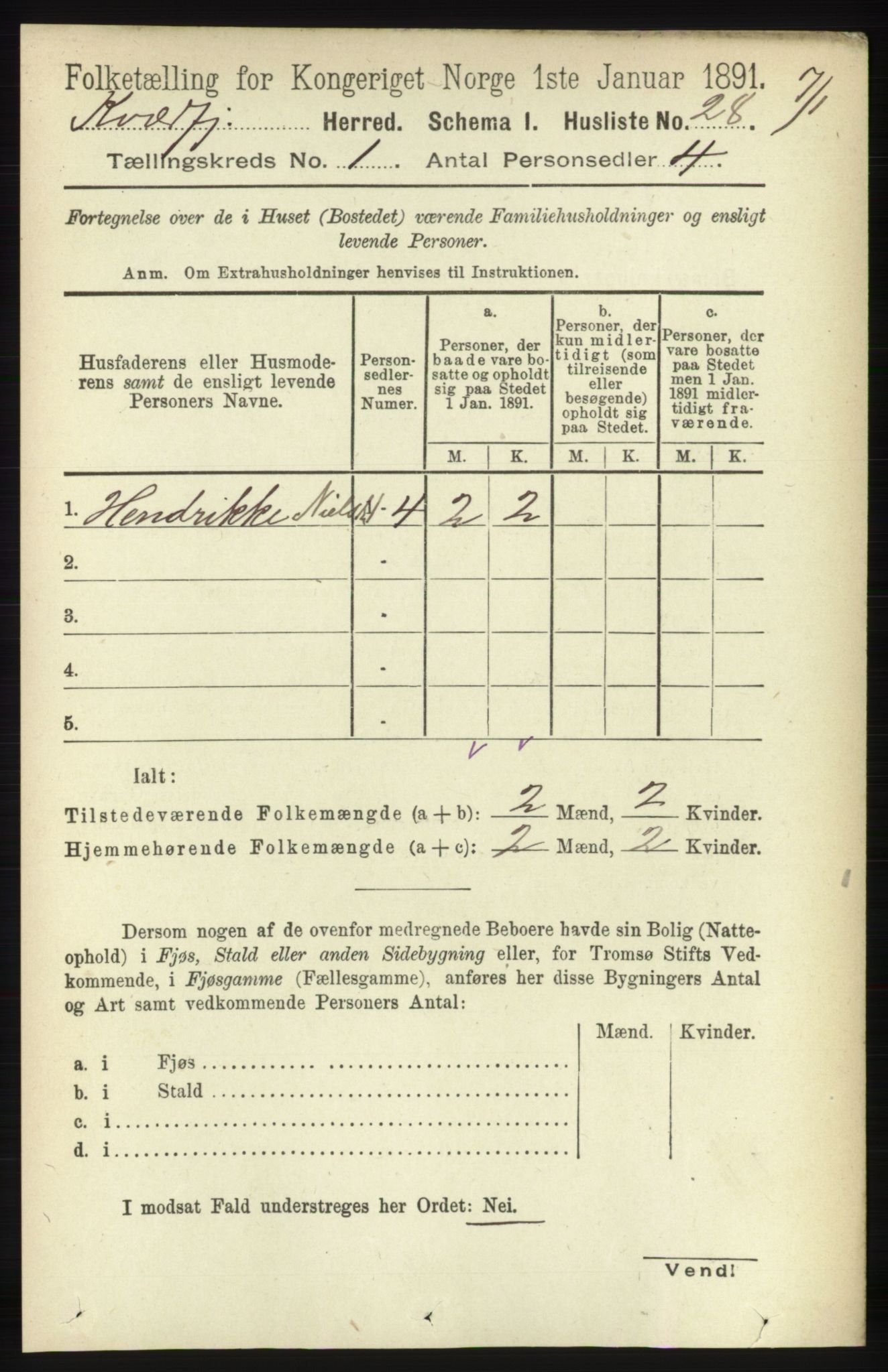 RA, 1891 census for 1911 Kvæfjord, 1891, p. 48