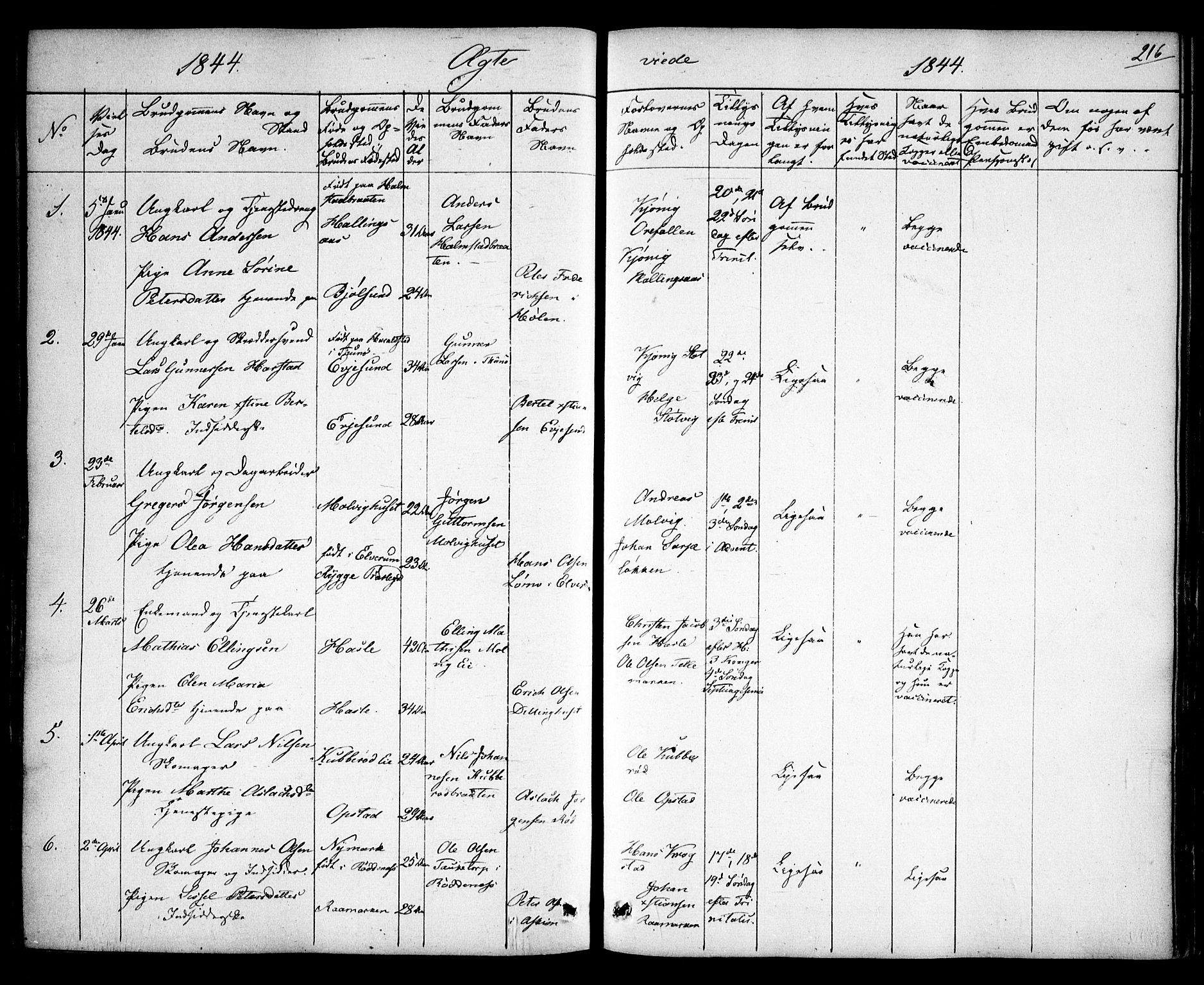 Rygge prestekontor Kirkebøker, AV/SAO-A-10084b/F/Fa/L0004: Parish register (official) no. 4, 1836-1851, p. 216