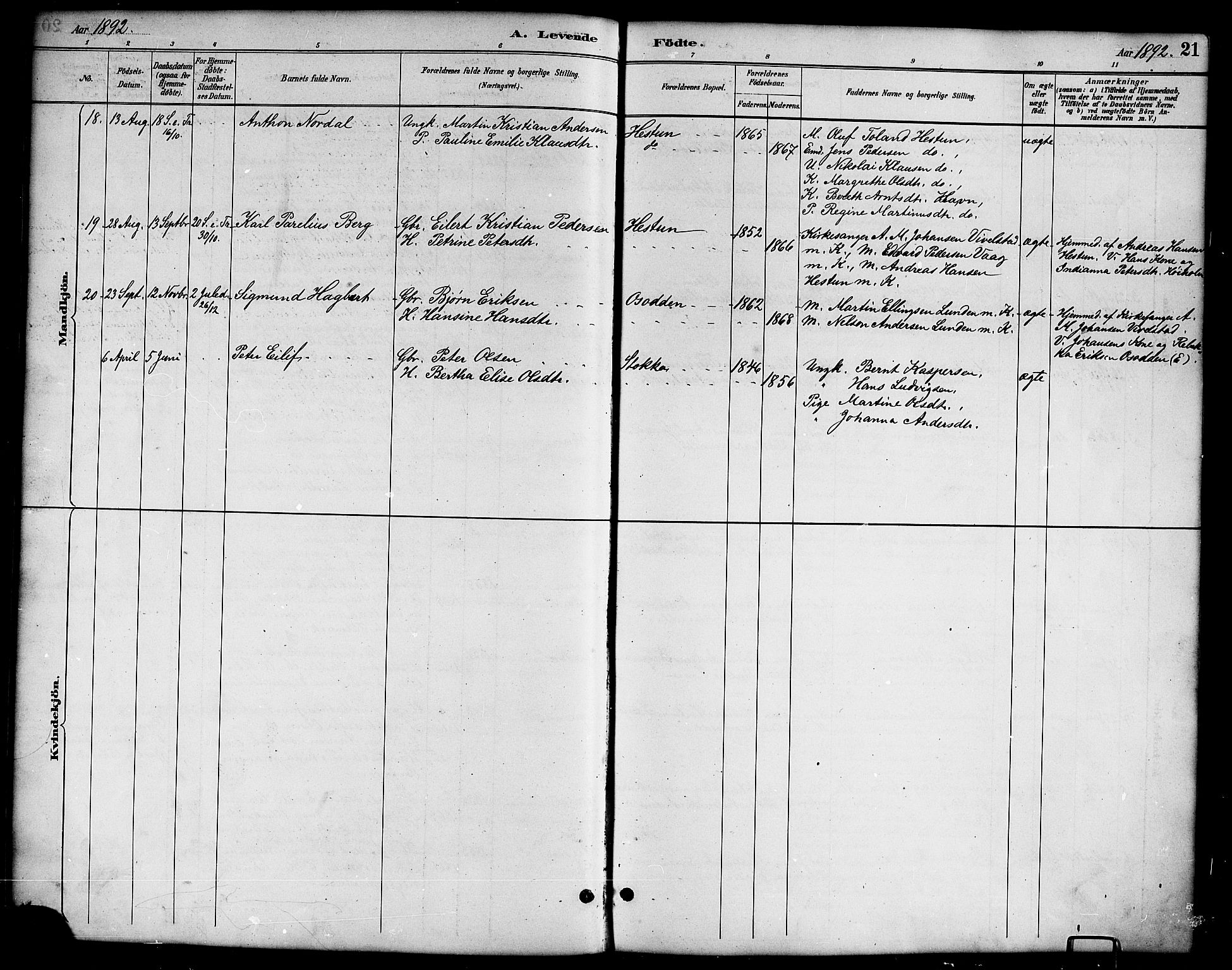 Ministerialprotokoller, klokkerbøker og fødselsregistre - Nordland, AV/SAT-A-1459/819/L0277: Parish register (copy) no. 819C03, 1888-1917, p. 21