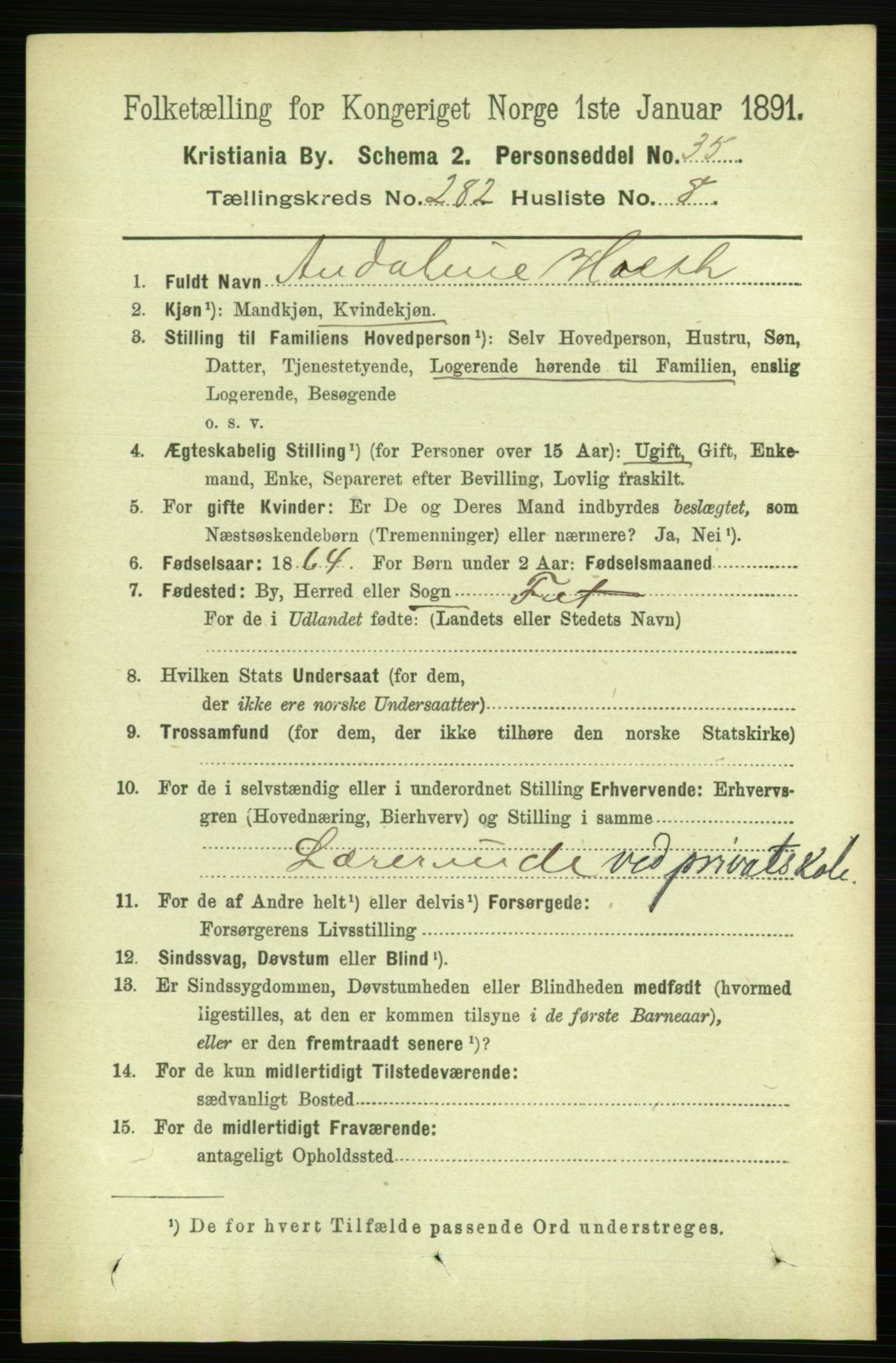 RA, 1891 census for 0301 Kristiania, 1891, p. 171832