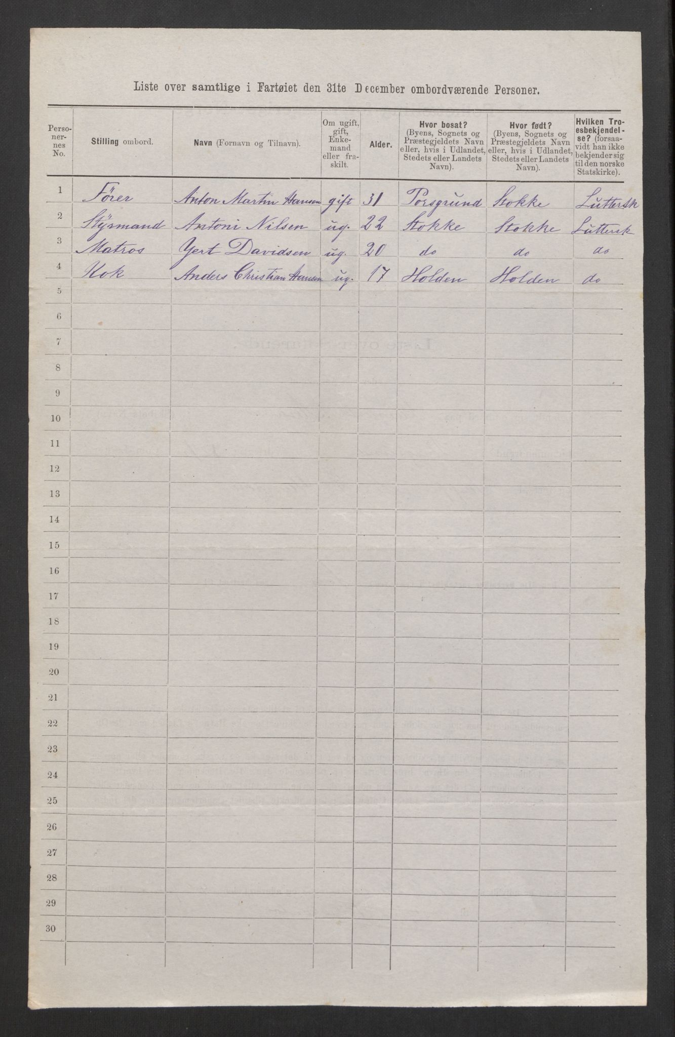 RA, 1875 census, lists of crew on ships: Ships in domestic ports, 1875, p. 286