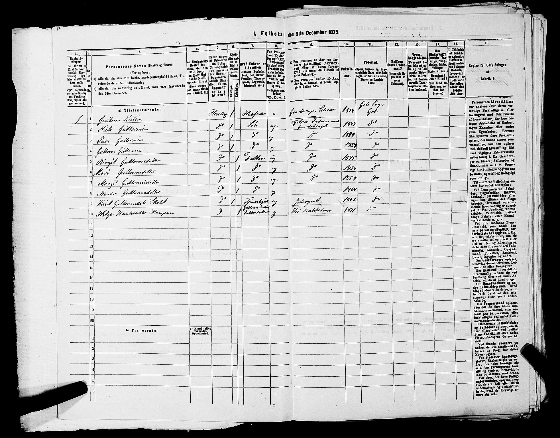 SAKO, 1875 census for 0617P Gol, 1875, p. 211