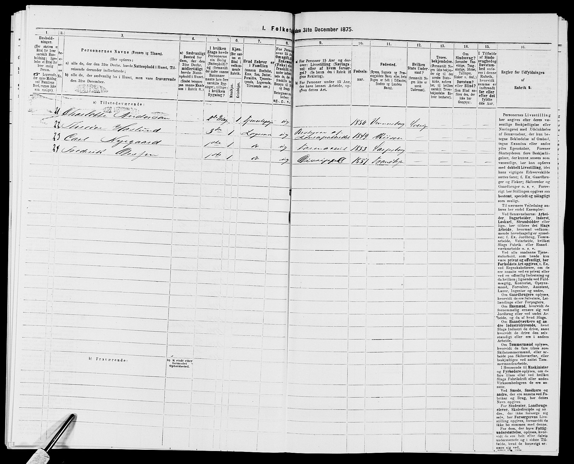 SAK, 1875 census for 0903P Arendal, 1875, p. 565
