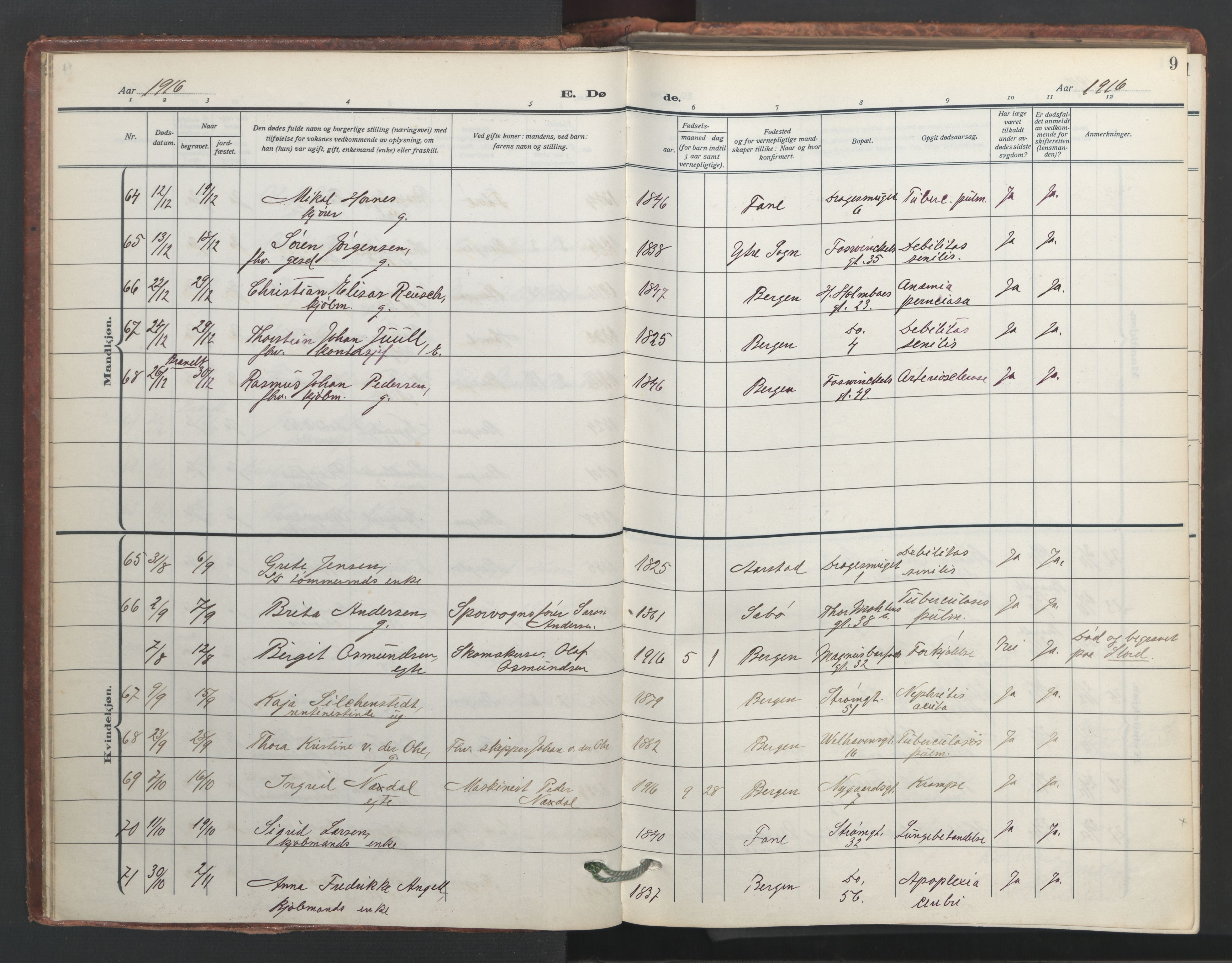 Johanneskirken sokneprestembete, AV/SAB-A-76001/H/Hab: Parish register (copy) no. D 2, 1916-1950, p. 8b-9a