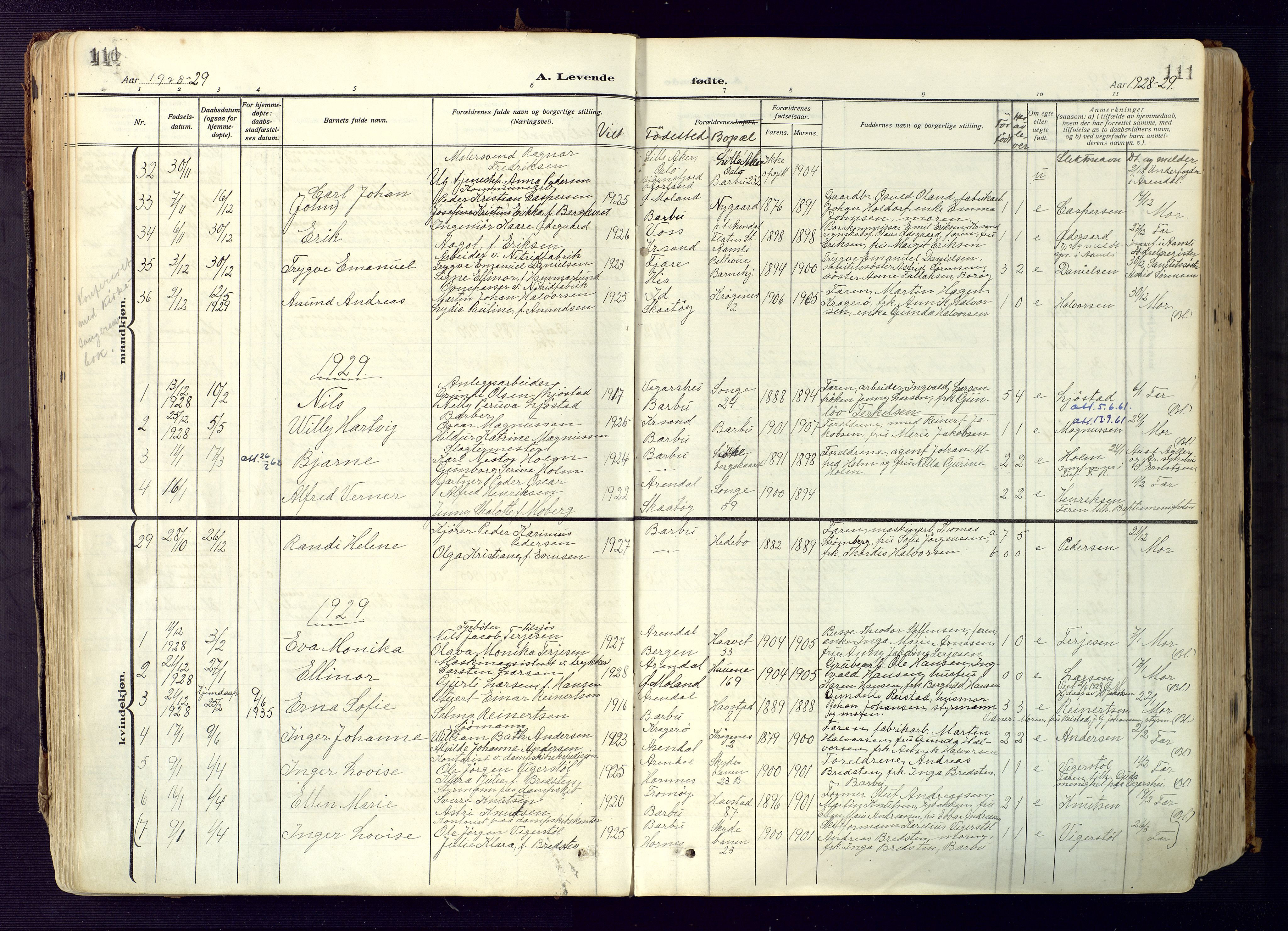 Barbu sokneprestkontor, AV/SAK-1111-0003/F/Fa/L0006: Parish register (official) no. A 6, 1910-1929, p. 111