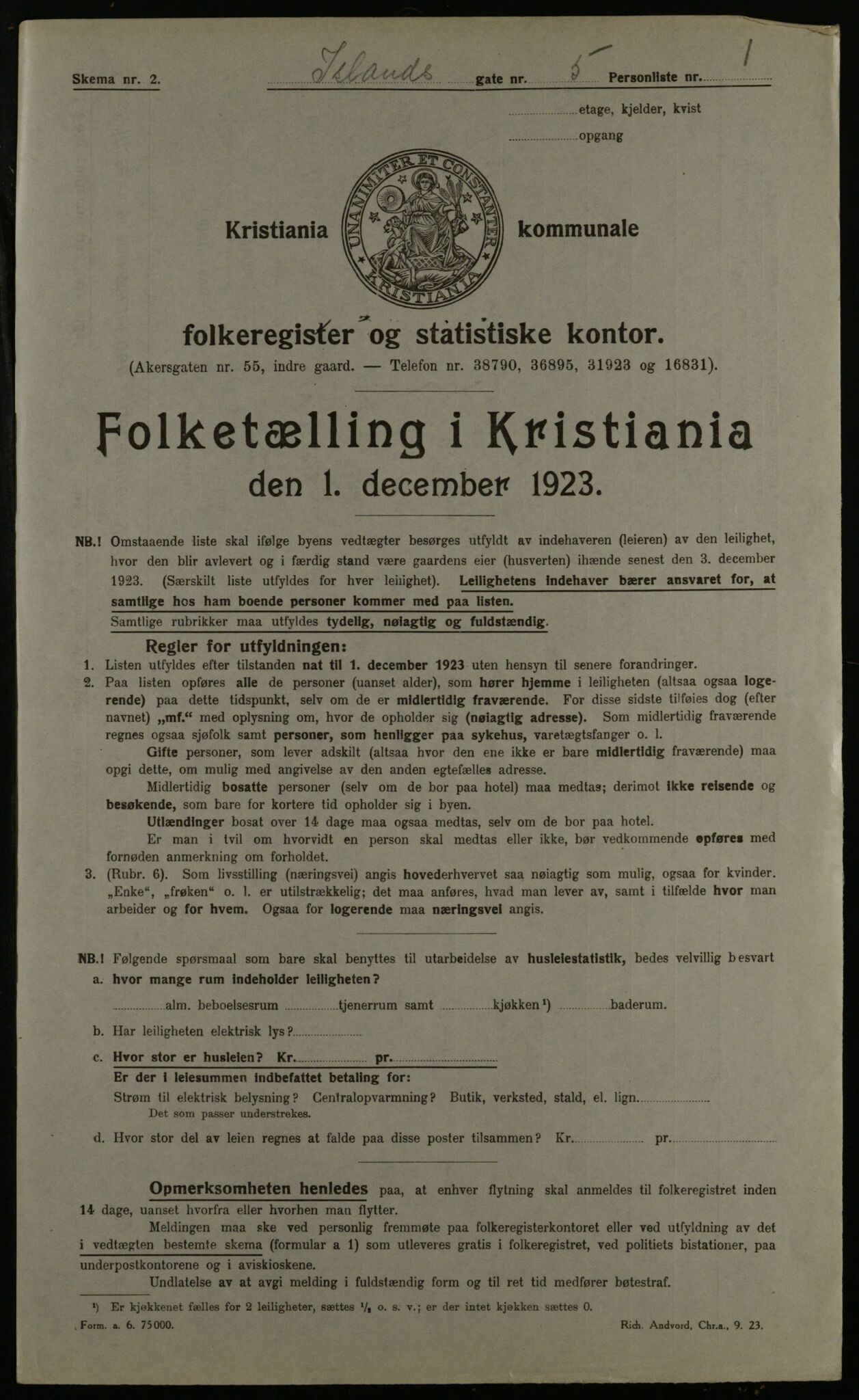 OBA, Municipal Census 1923 for Kristiania, 1923, p. 49663