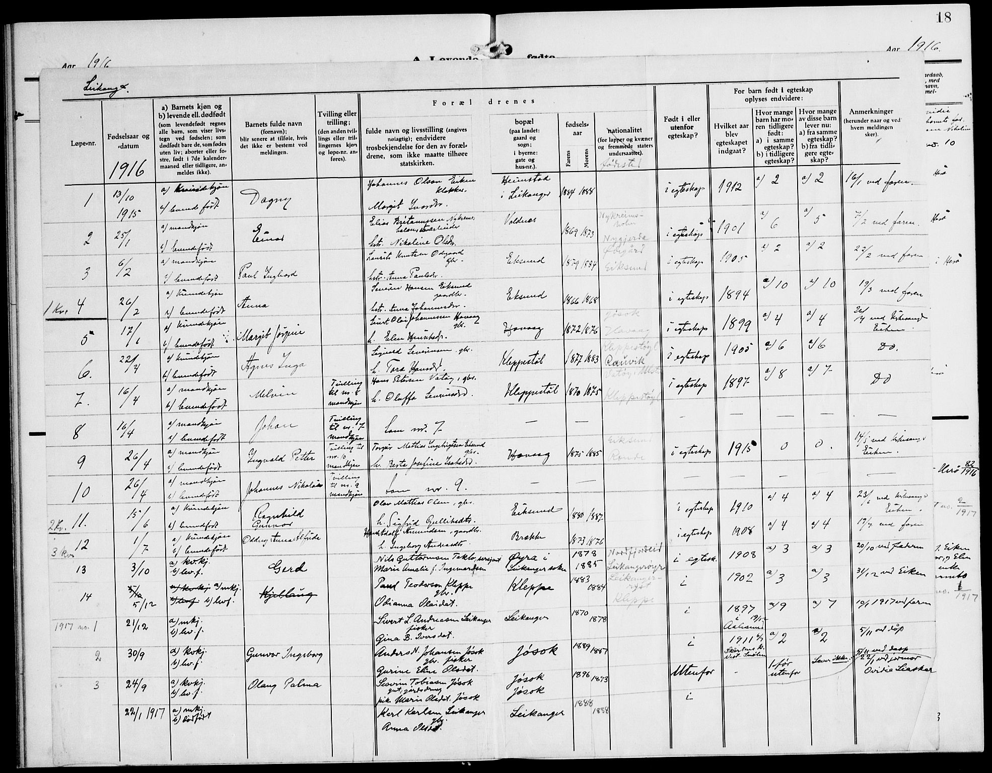 Ministerialprotokoller, klokkerbøker og fødselsregistre - Møre og Romsdal, AV/SAT-A-1454/508/L0096: Parish register (official) no. 508A03, 1911-1920, p. 18