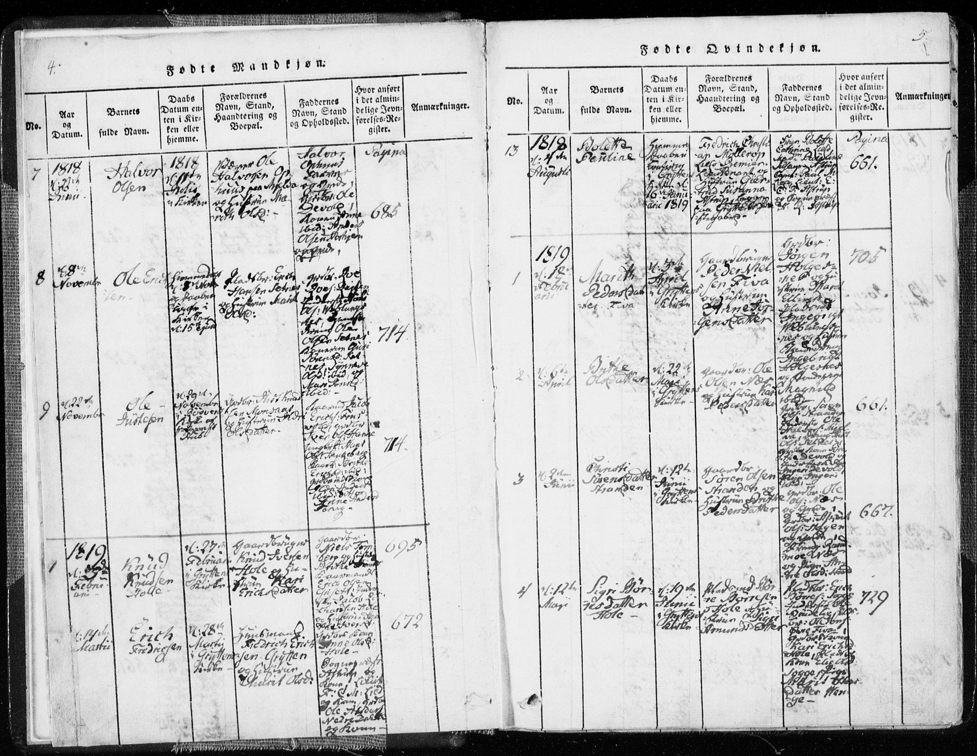 Ministerialprotokoller, klokkerbøker og fødselsregistre - Møre og Romsdal, SAT/A-1454/544/L0571: Parish register (official) no. 544A04, 1818-1853, p. 4-5