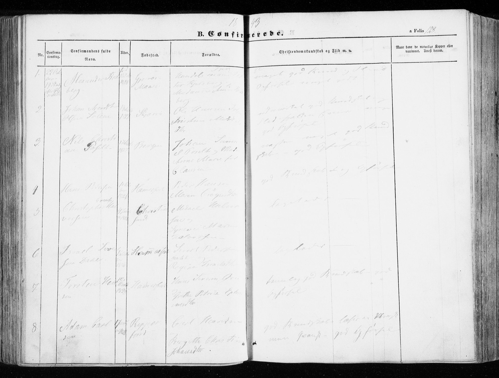Hammerfest sokneprestkontor, SATØ/S-1347/H/Ha/L0004.kirke: Parish register (official) no. 4, 1843-1856, p. 128