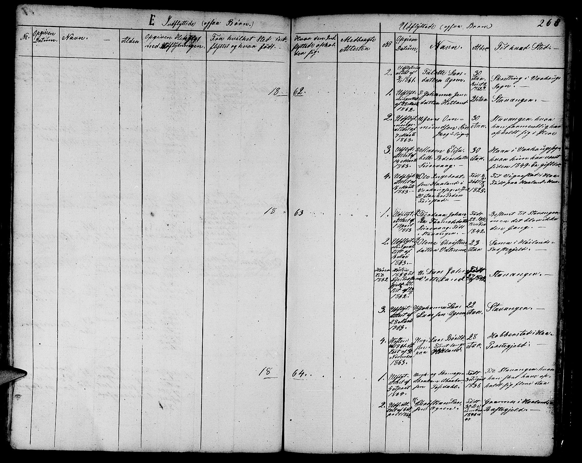 Eigersund sokneprestkontor, AV/SAST-A-101807/001/30/30BB/L0003: Parish register (copy) no. B 3, 1846-1875, p. 268