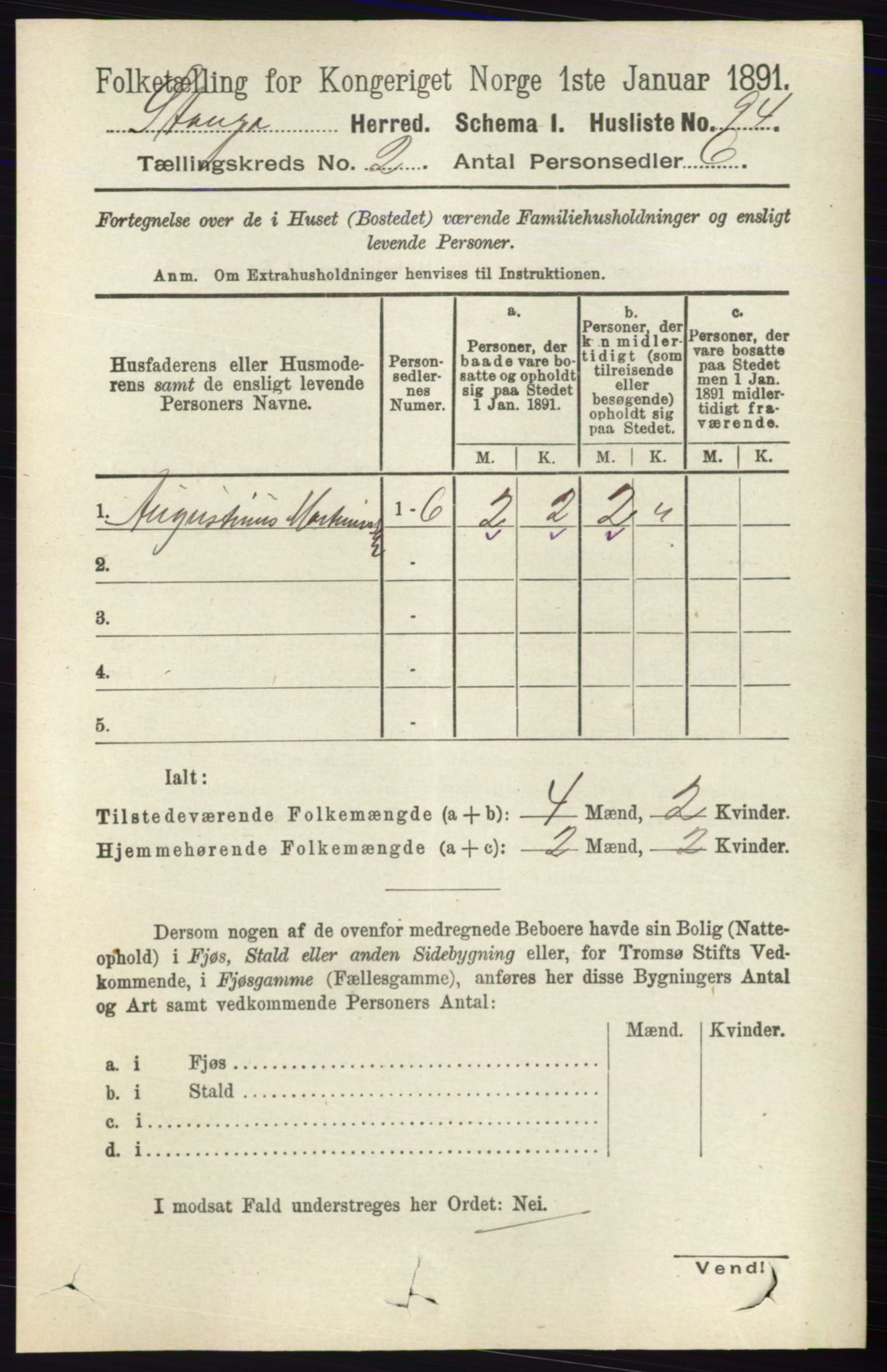 RA, 1891 census for 0417 Stange, 1891, p. 934