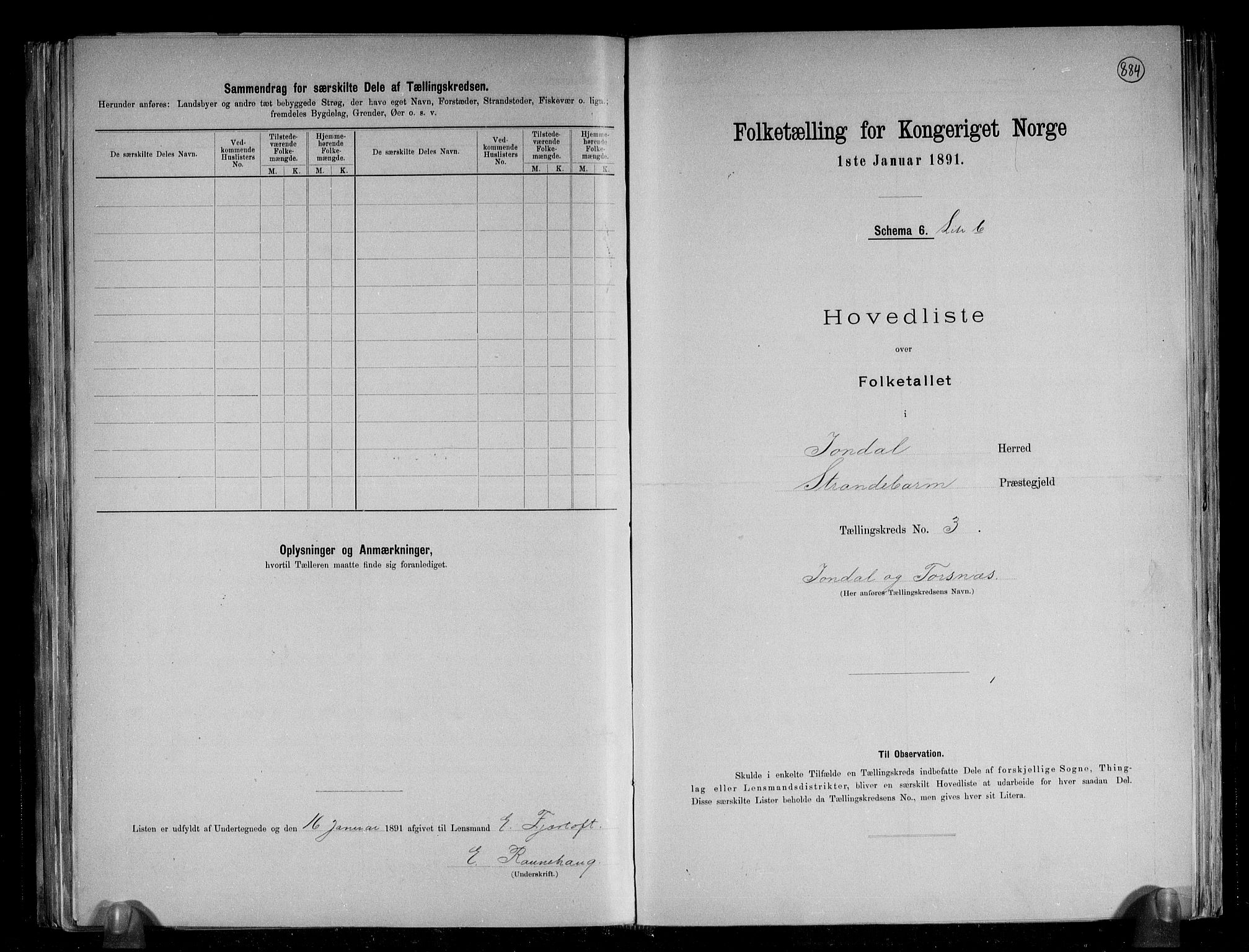 RA, 1891 census for 1227 Jondal, 1891, p. 11