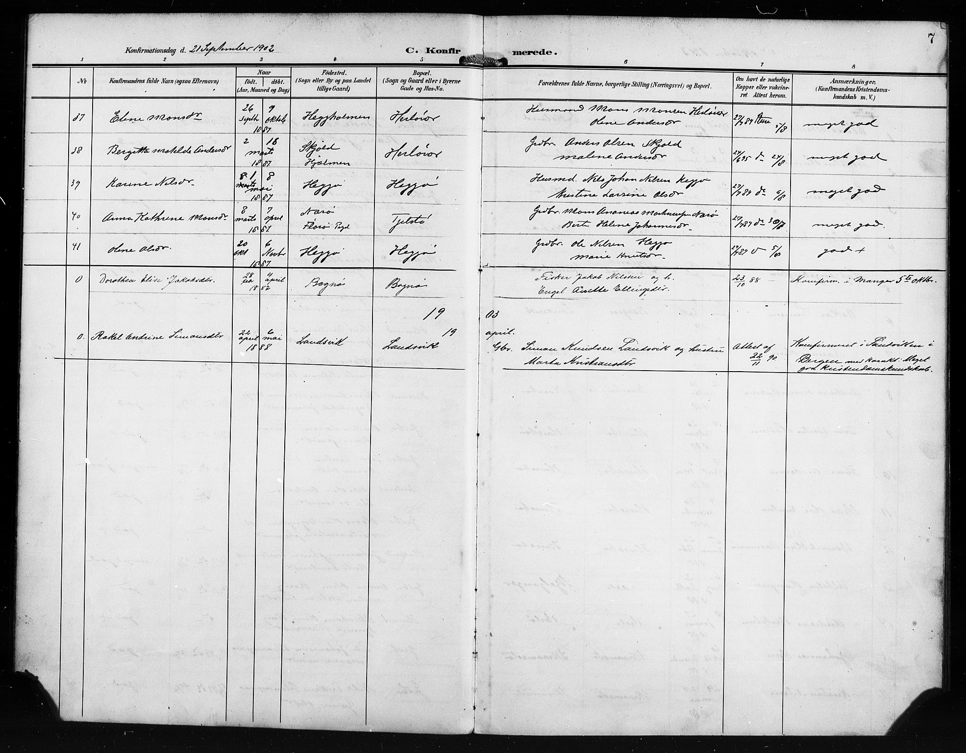 Herdla Sokneprestembete, AV/SAB-A-75701/H/Hab: Parish register (copy) no. A 4, 1902-1923, p. 7