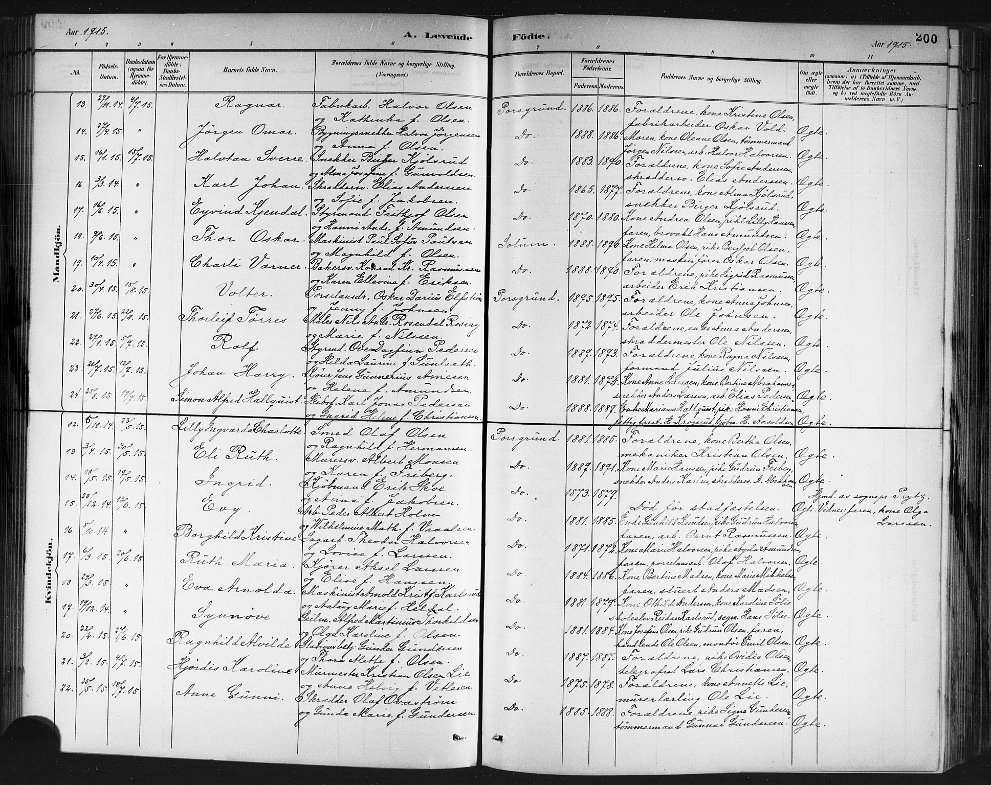 Porsgrunn kirkebøker , AV/SAKO-A-104/G/Gb/L0005: Parish register (copy) no. II 5, 1883-1915, p. 200