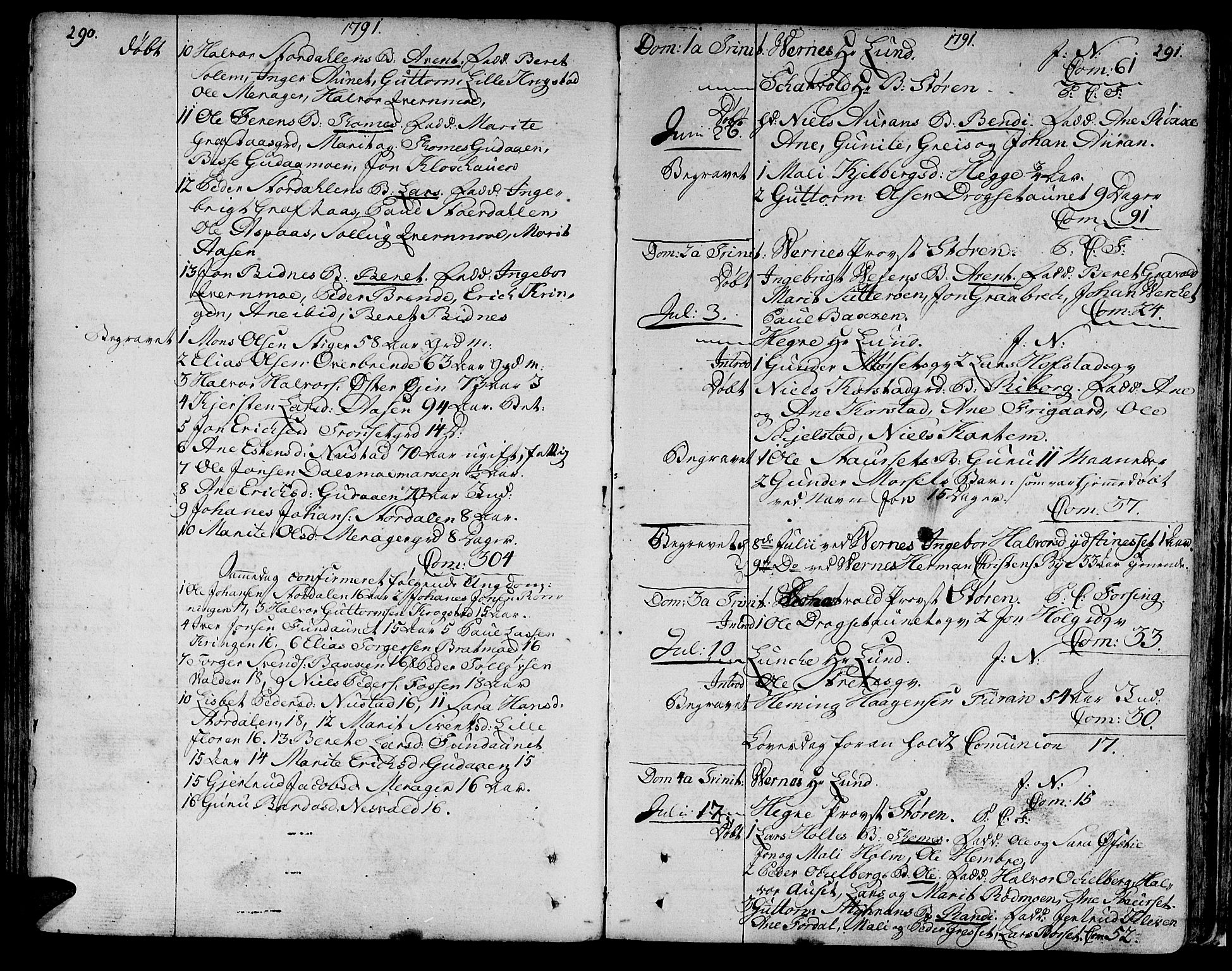 Ministerialprotokoller, klokkerbøker og fødselsregistre - Nord-Trøndelag, SAT/A-1458/709/L0059: Parish register (official) no. 709A06, 1781-1797, p. 290-291