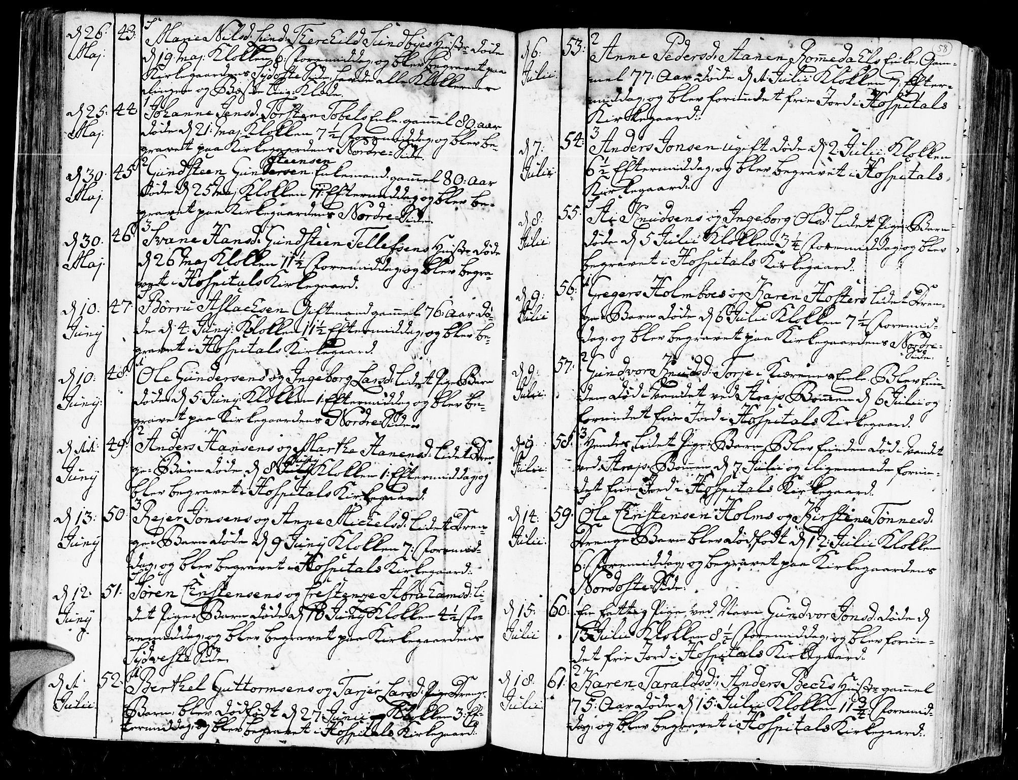 Kristiansand domprosti, SAK/1112-0006/F/Fa/L0004: Parish register (official) no. A 4, 1762-1794, p. 58