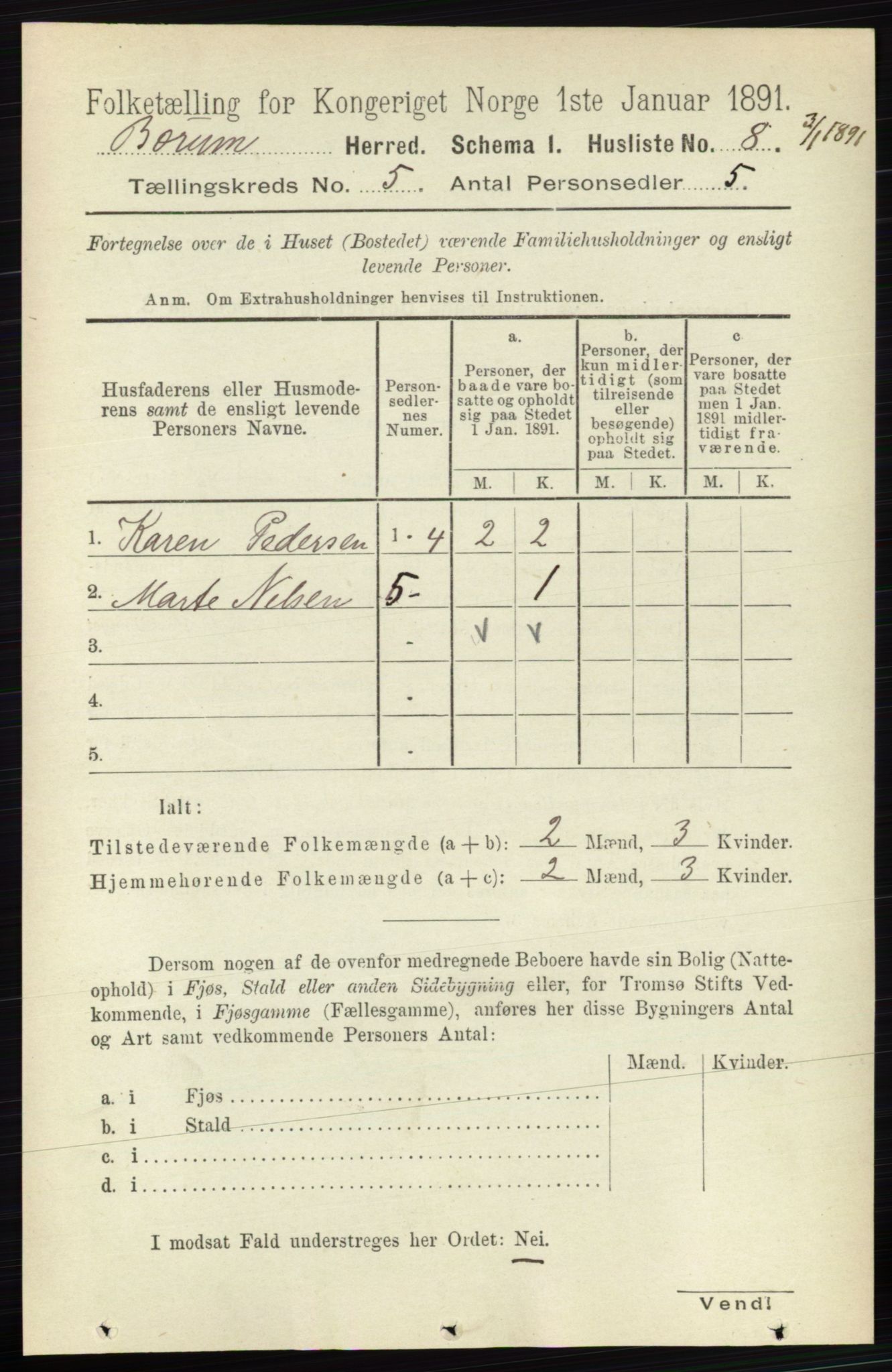 RA, 1891 census for 0219 Bærum, 1891, p. 2944