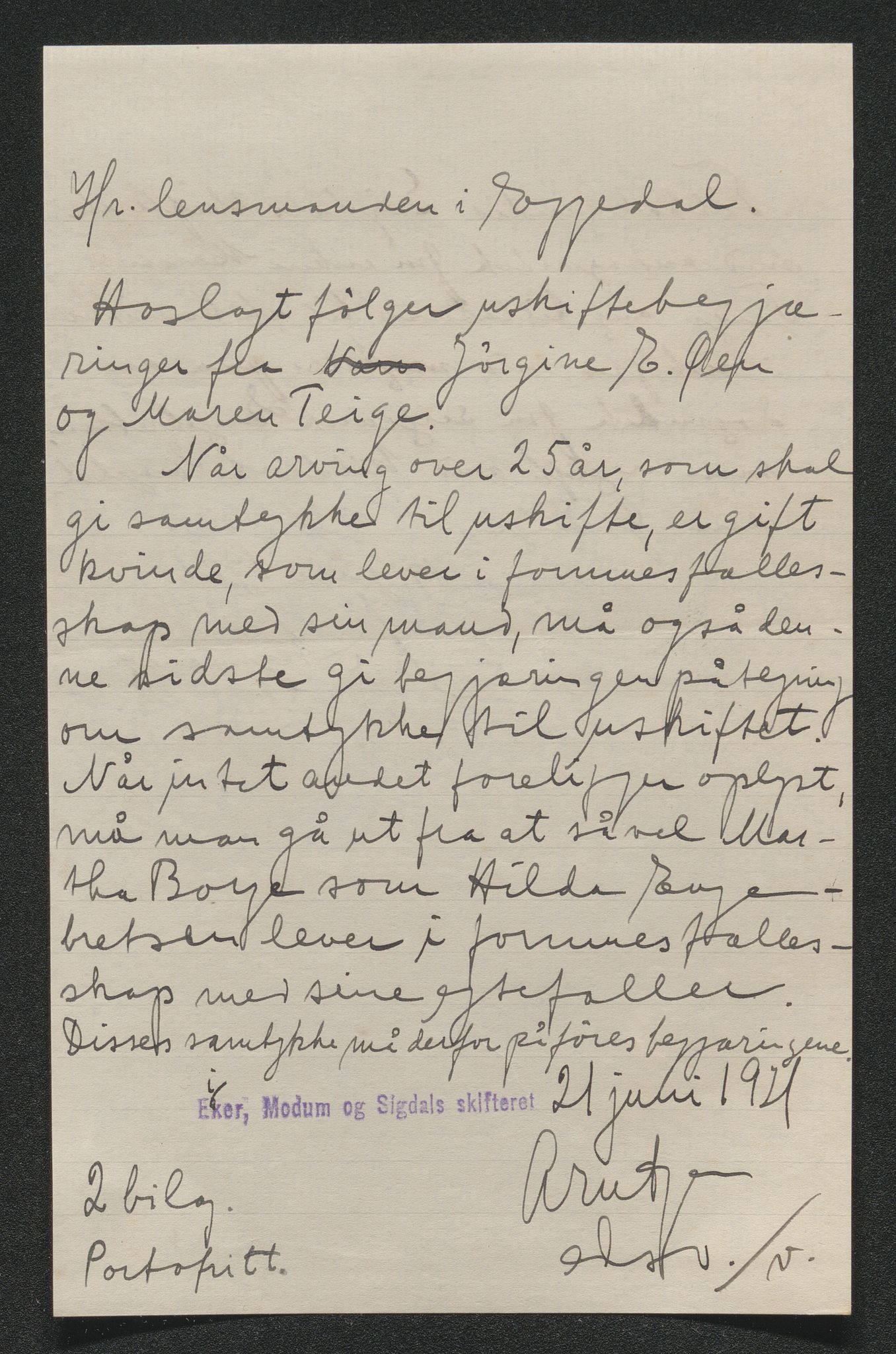 Eiker, Modum og Sigdal sorenskriveri, AV/SAKO-A-123/H/Ha/Hab/L0040: Dødsfallsmeldinger, 1920-1921, p. 1233