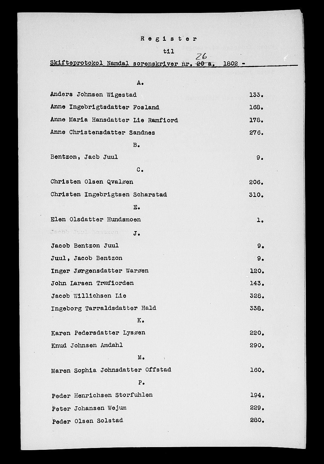 Namdal sorenskriveri, AV/SAT-A-4133/1/3/3A/L0028: Skifteprotokoll nr. 20a, 1802