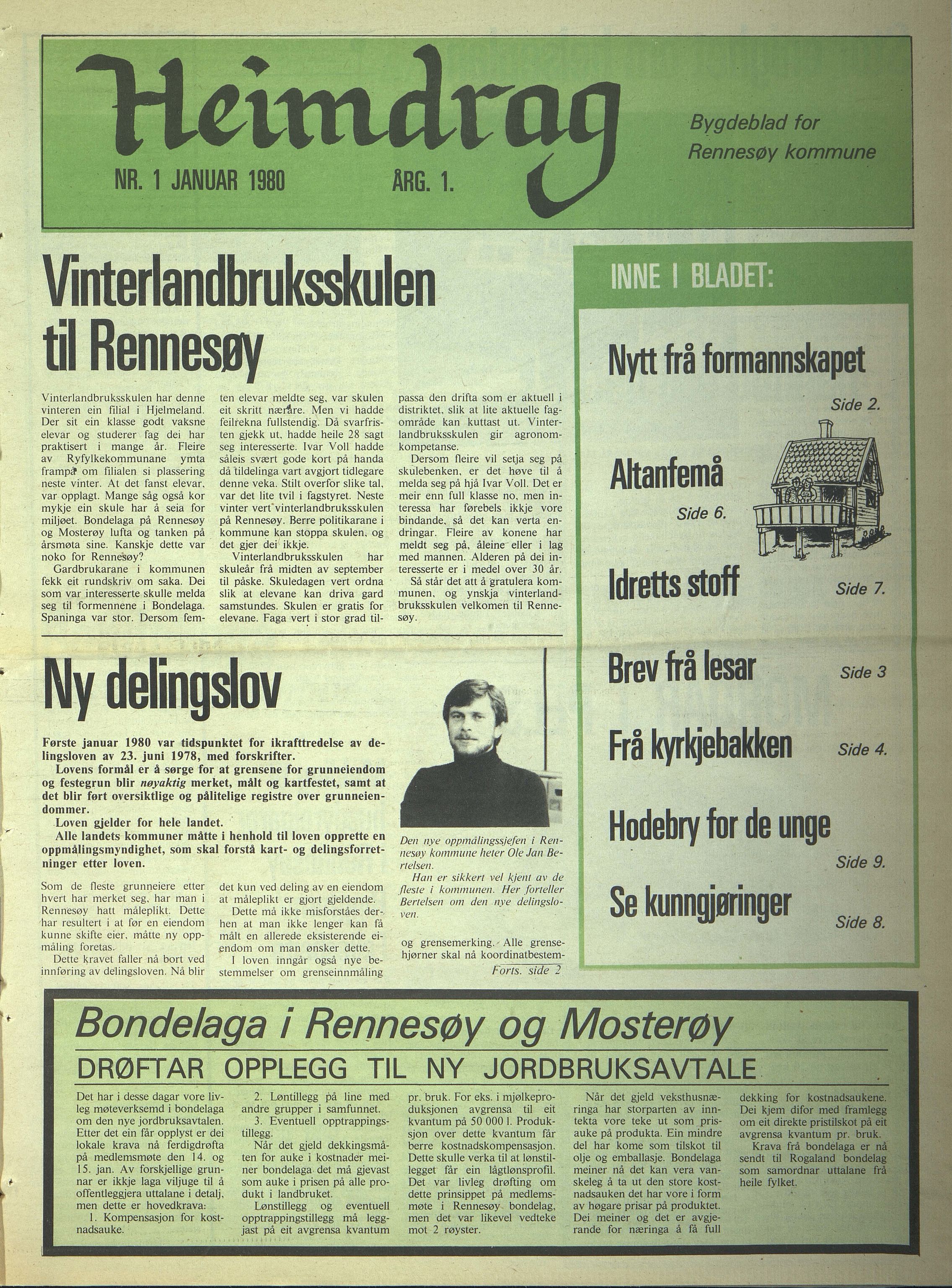Rennesøy kommune. Heimdrag, lokalavis, BYST/A-0750/X/Xa/L0002: Heimdrag 1980, 1980