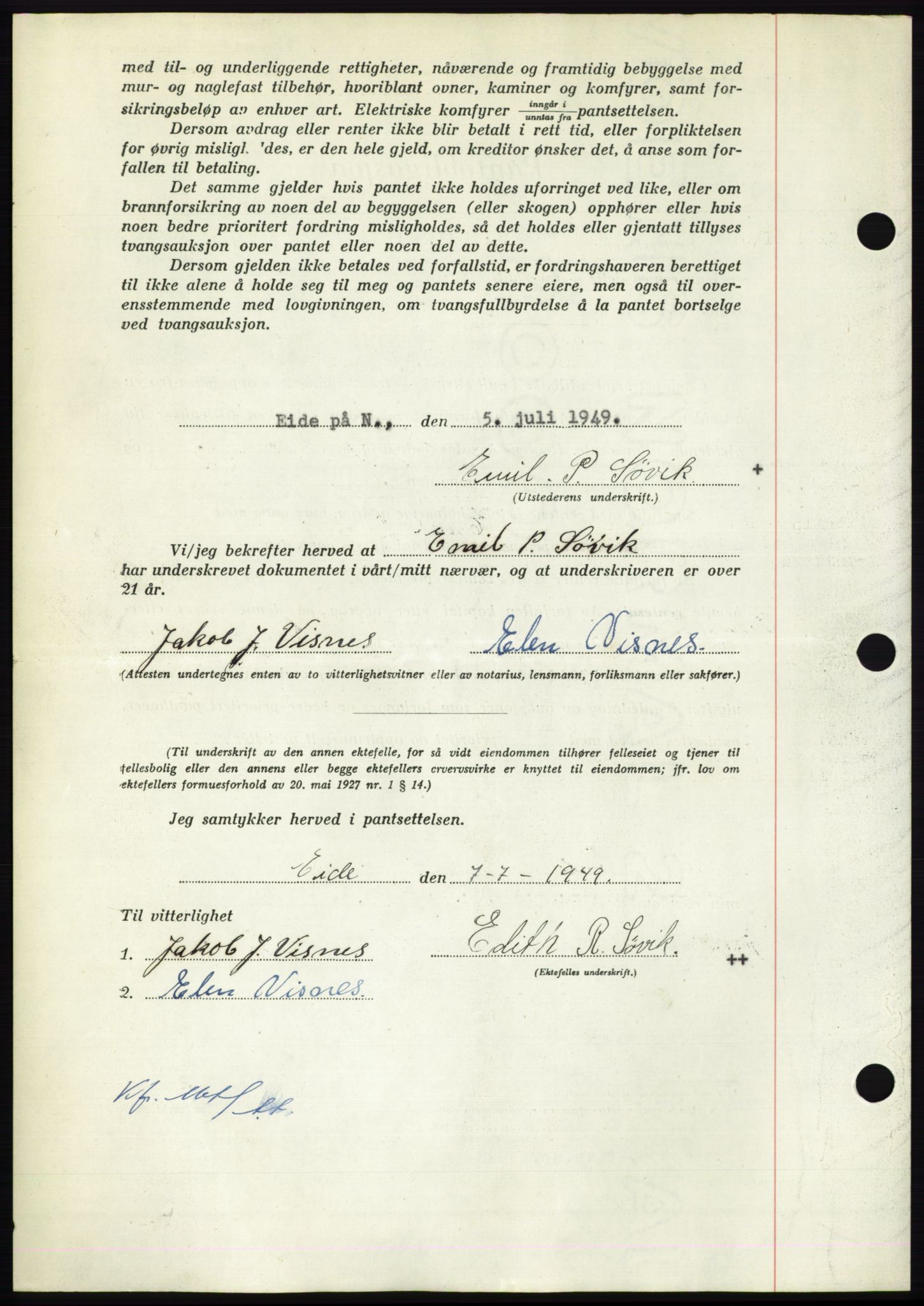 Nordmøre sorenskriveri, AV/SAT-A-4132/1/2/2Ca: Mortgage book no. B102, 1949-1949, Diary no: : 1977/1949