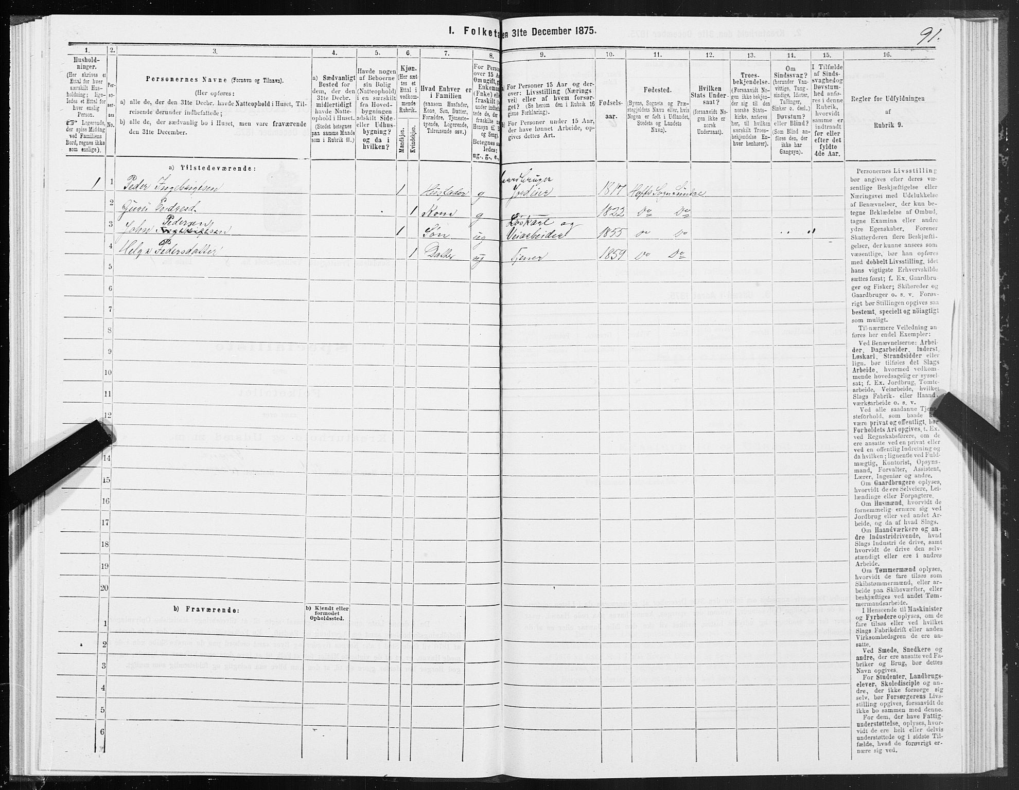 SAT, 1875 census for 1563P Sunndal, 1875, p. 3091