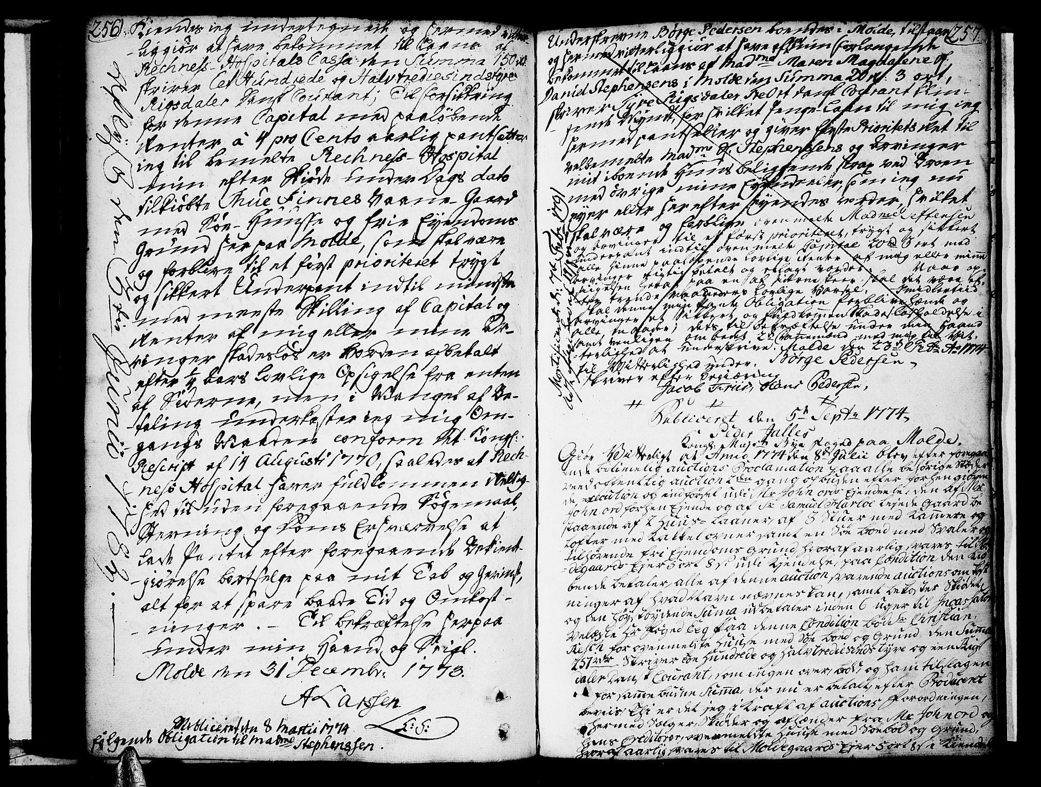 Molde byfogd, AV/SAT-A-0025/2/2C/L0001: Mortgage book no. 1, 1748-1823, p. 256-257