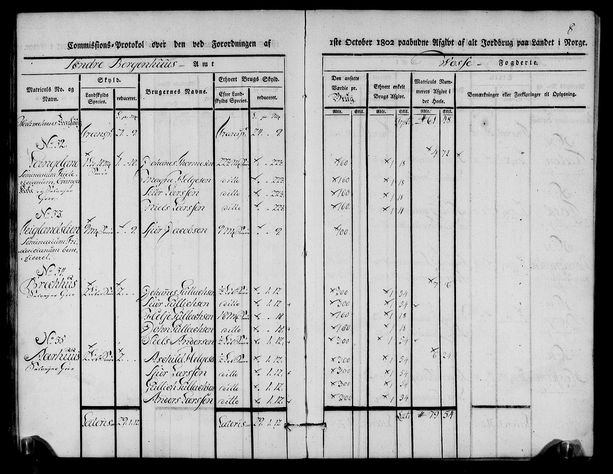 Rentekammeret inntil 1814, Realistisk ordnet avdeling, AV/RA-EA-4070/N/Ne/Nea/L0112: Nordhordland og Voss fogderi. Kommisjonsprotokoll for Voss, 1803, p. 9