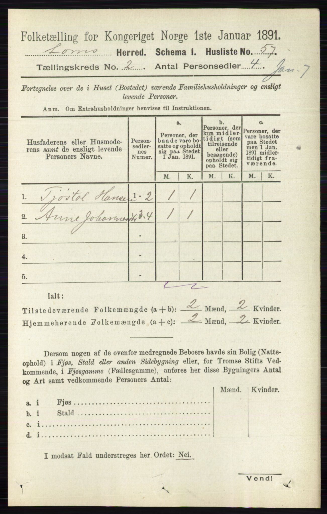 RA, 1891 census for 0514 Lom, 1891, p. 775