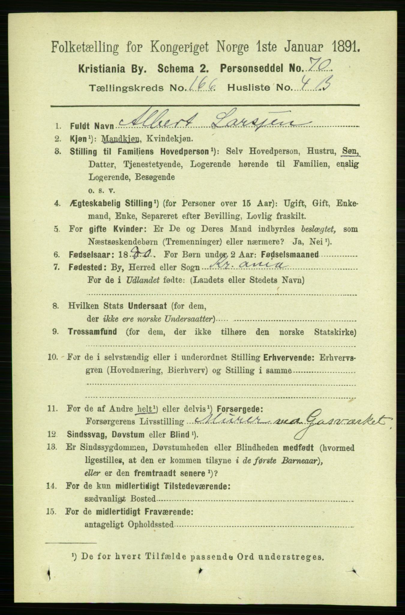 RA, 1891 census for 0301 Kristiania, 1891, p. 96522