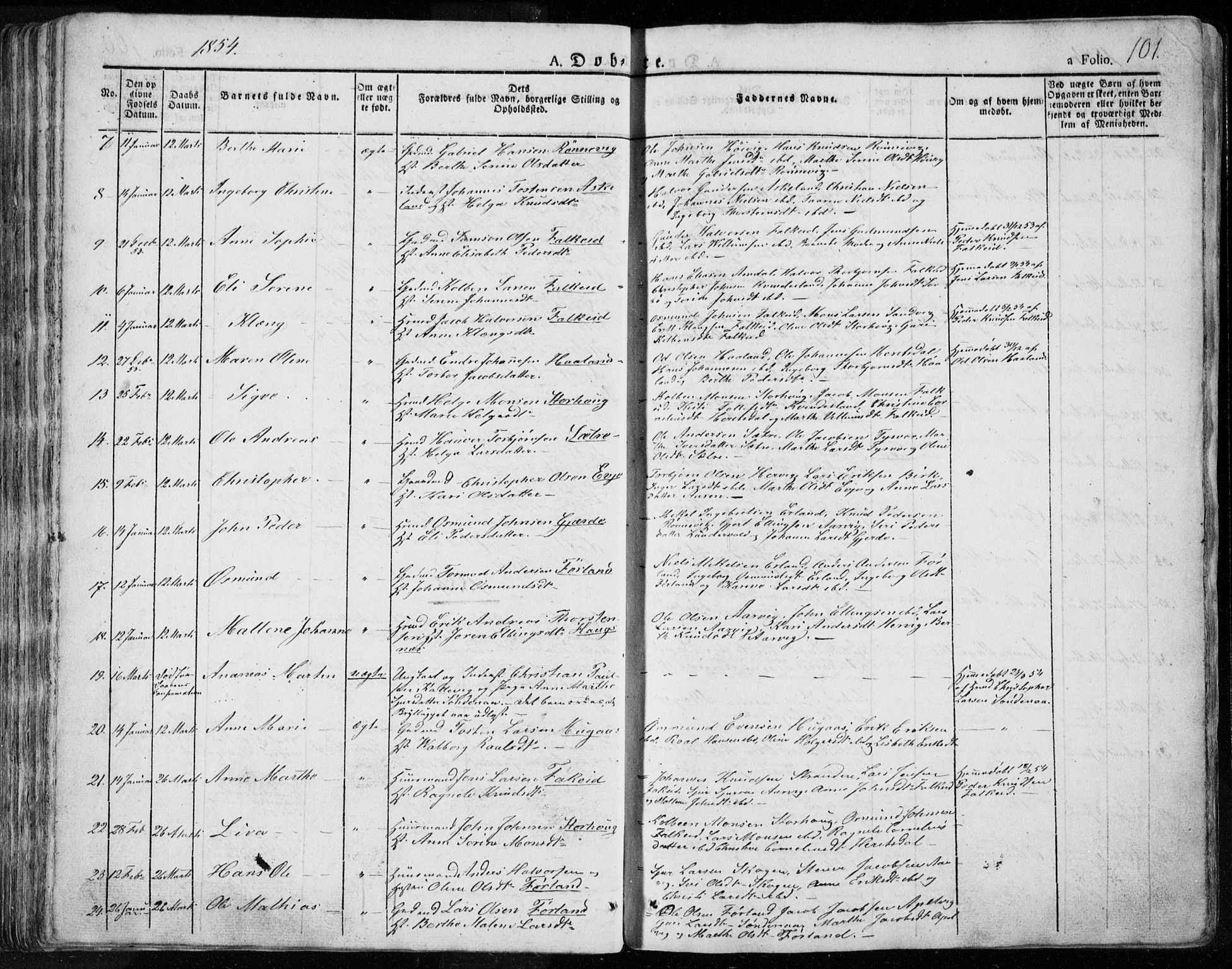Tysvær sokneprestkontor, SAST/A -101864/H/Ha/Haa/L0001: Parish register (official) no. A 1.1, 1831-1856, p. 101