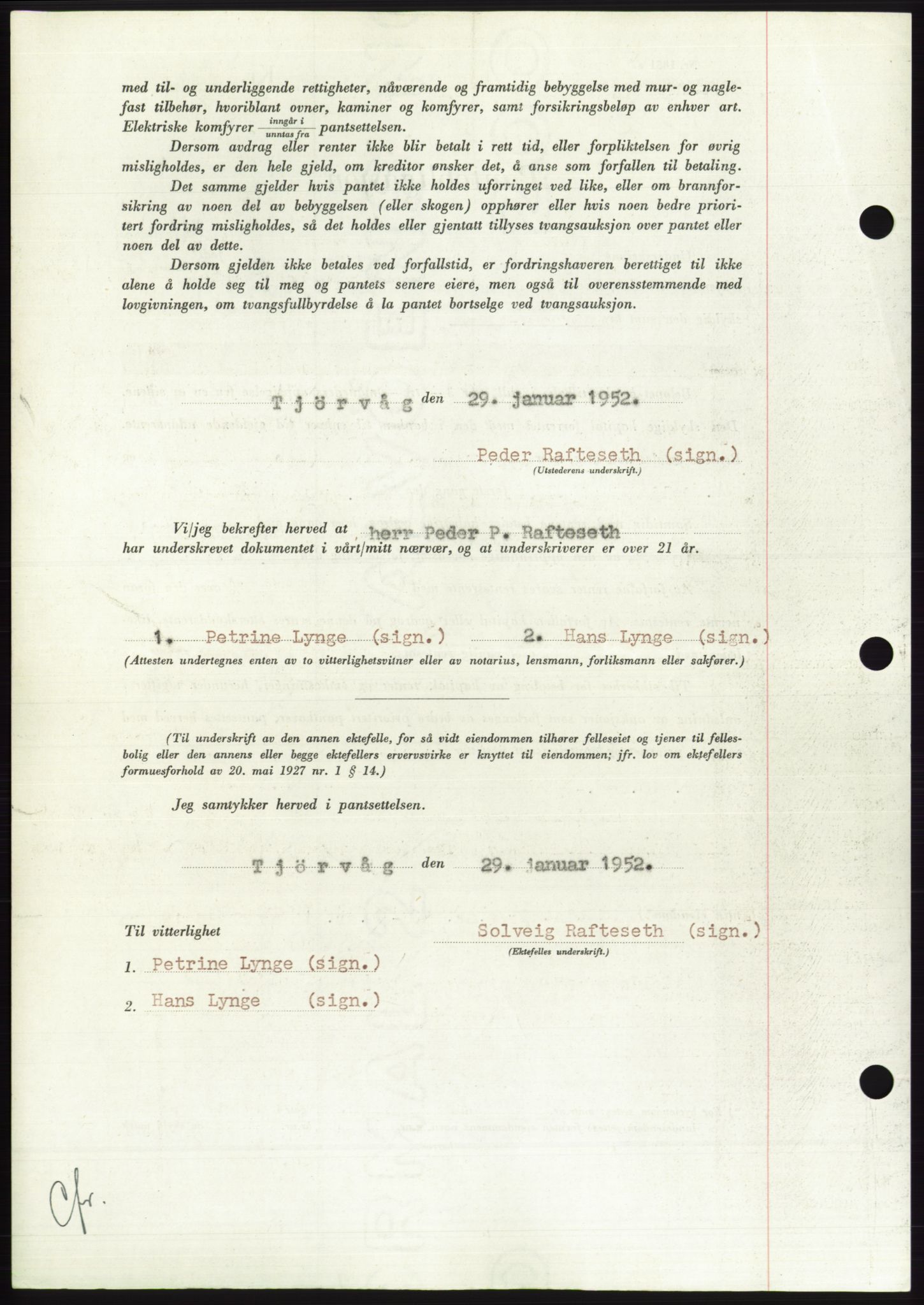 Søre Sunnmøre sorenskriveri, AV/SAT-A-4122/1/2/2C/L0121: Mortgage book no. 9B, 1951-1952, Diary no: : 237/1952