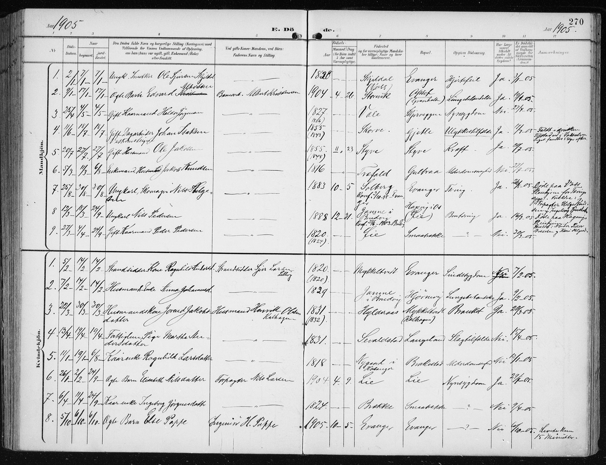 Evanger sokneprestembete, SAB/A-99924: Parish register (official) no. A  3, 1900-1930, p. 270