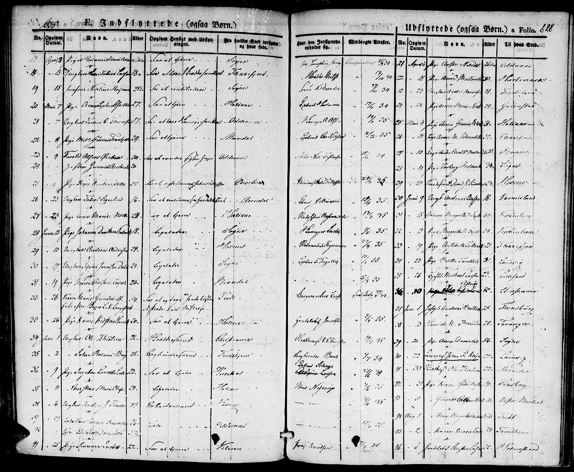 Kristiansand domprosti, SAK/1112-0006/F/Fa/L0011: Parish register (official) no. A 11, 1827-1841, p. 628