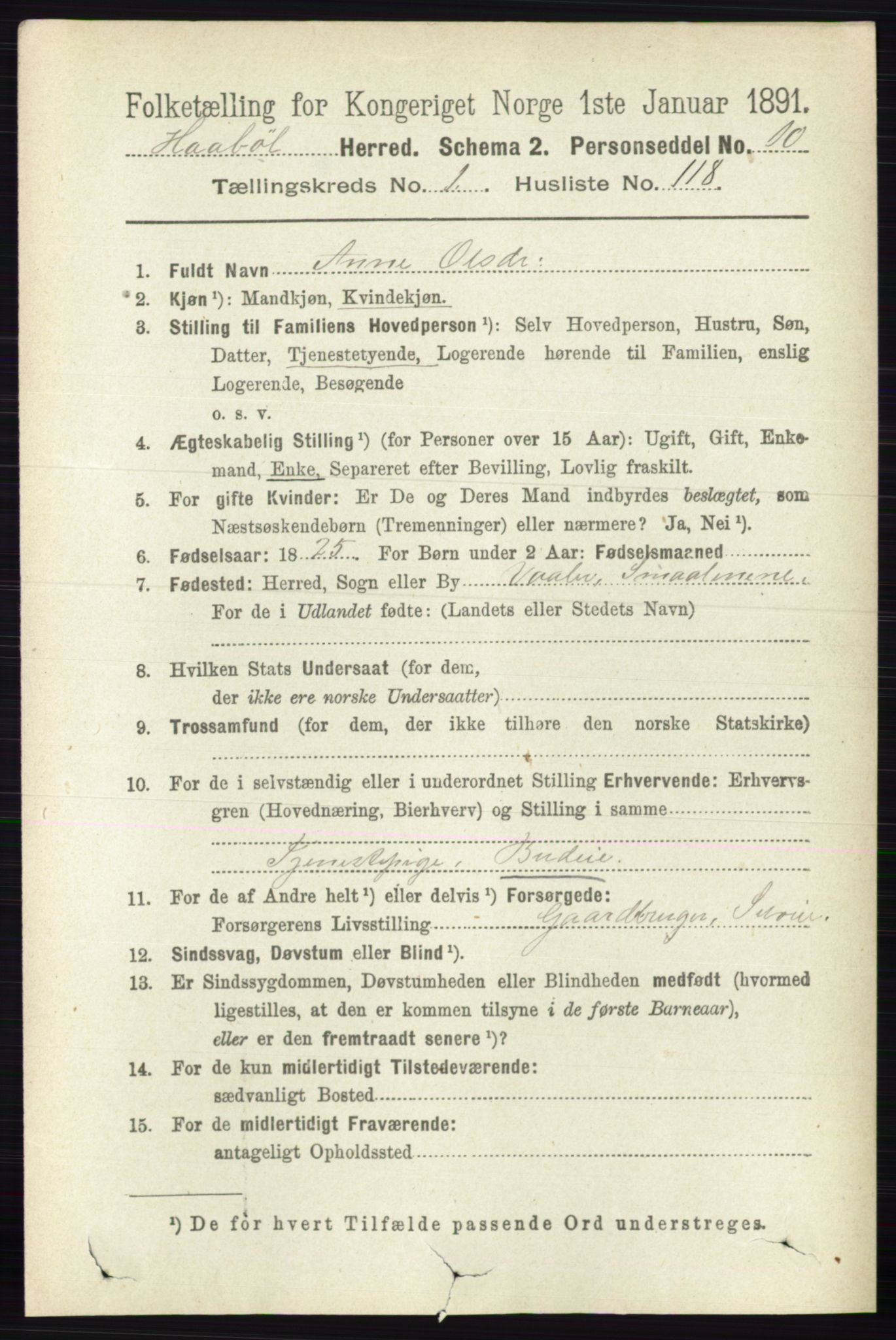 RA, 1891 census for 0138 Hobøl, 1891, p. 907