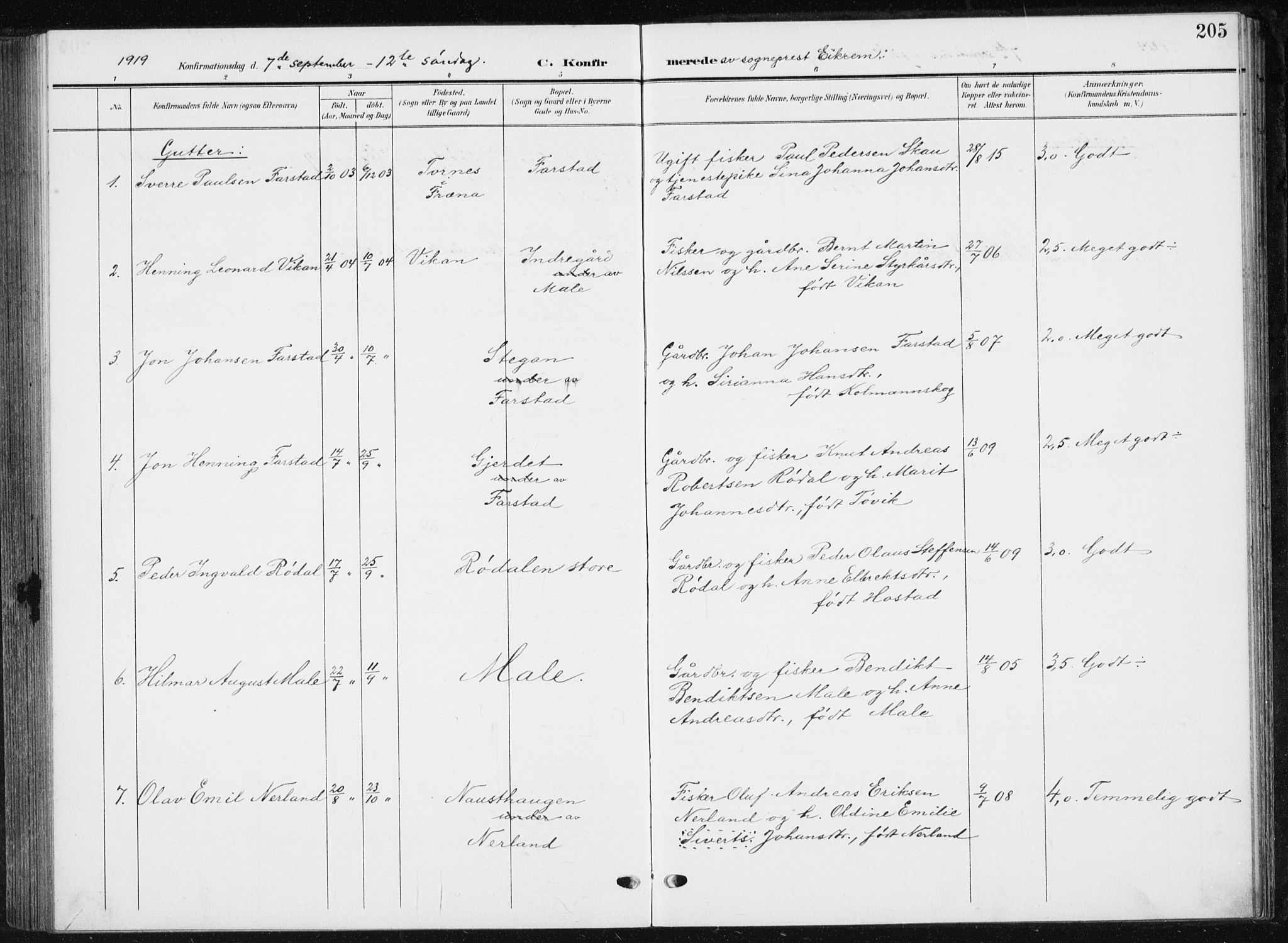 Ministerialprotokoller, klokkerbøker og fødselsregistre - Møre og Romsdal, AV/SAT-A-1454/567/L0784: Parish register (copy) no. 567C04, 1903-1938, p. 205