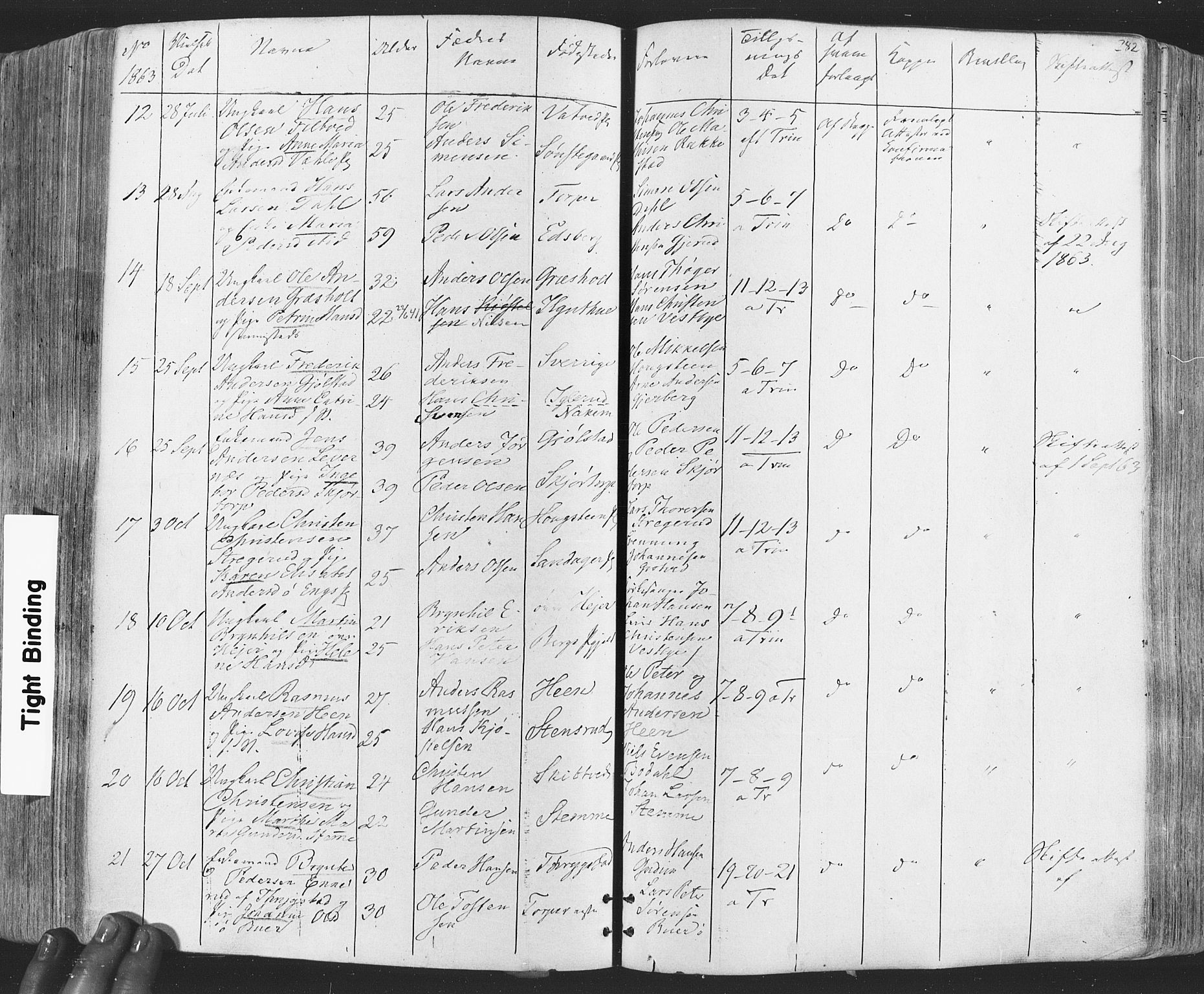 Rakkestad prestekontor Kirkebøker, AV/SAO-A-2008/F/Fa/L0011: Parish register (official) no. I 11, 1862-1877, p. 282