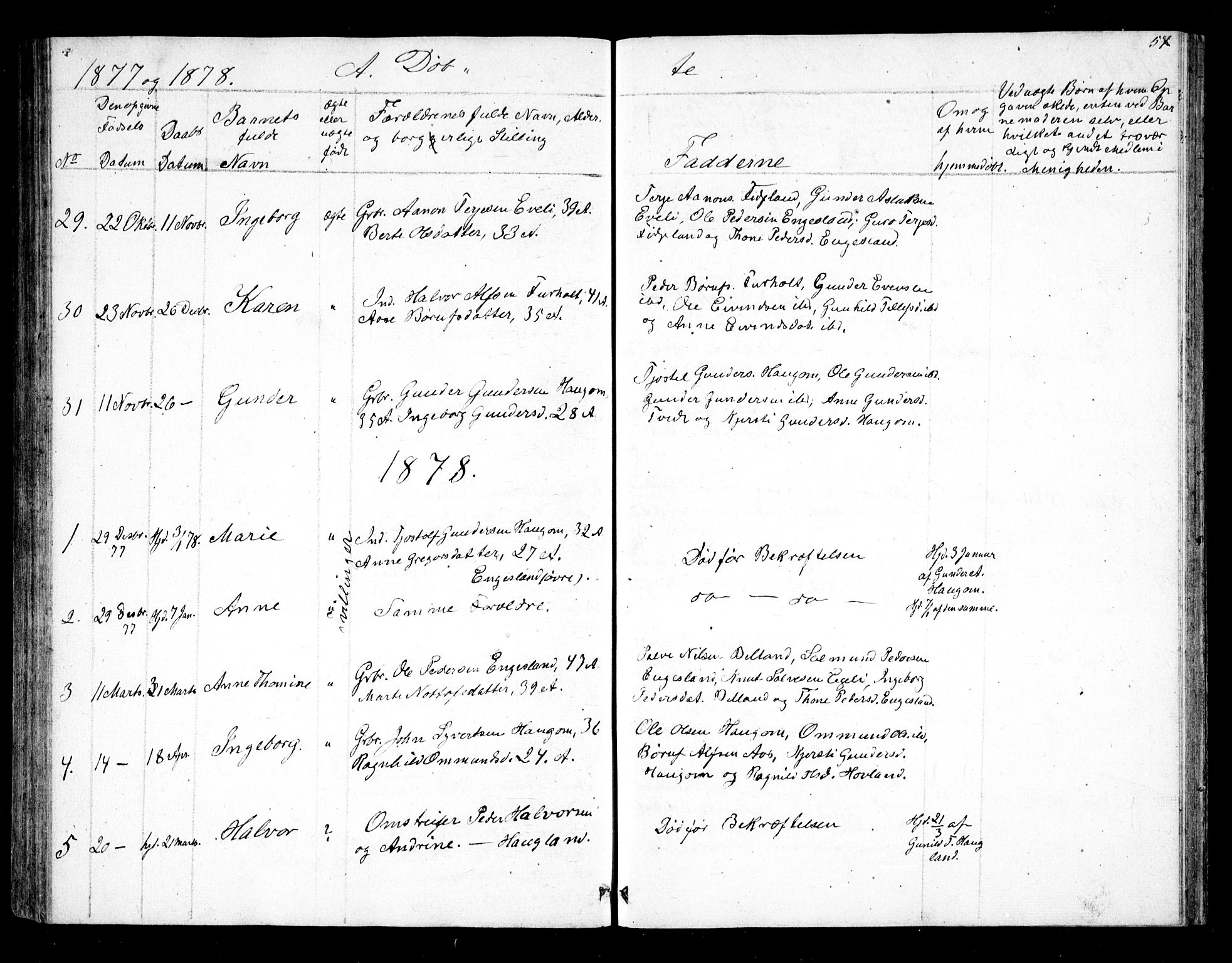 Herefoss sokneprestkontor, SAK/1111-0019/F/Fb/Fbb/L0001: Parish register (copy) no. B 1, 1849-1879, p. 57