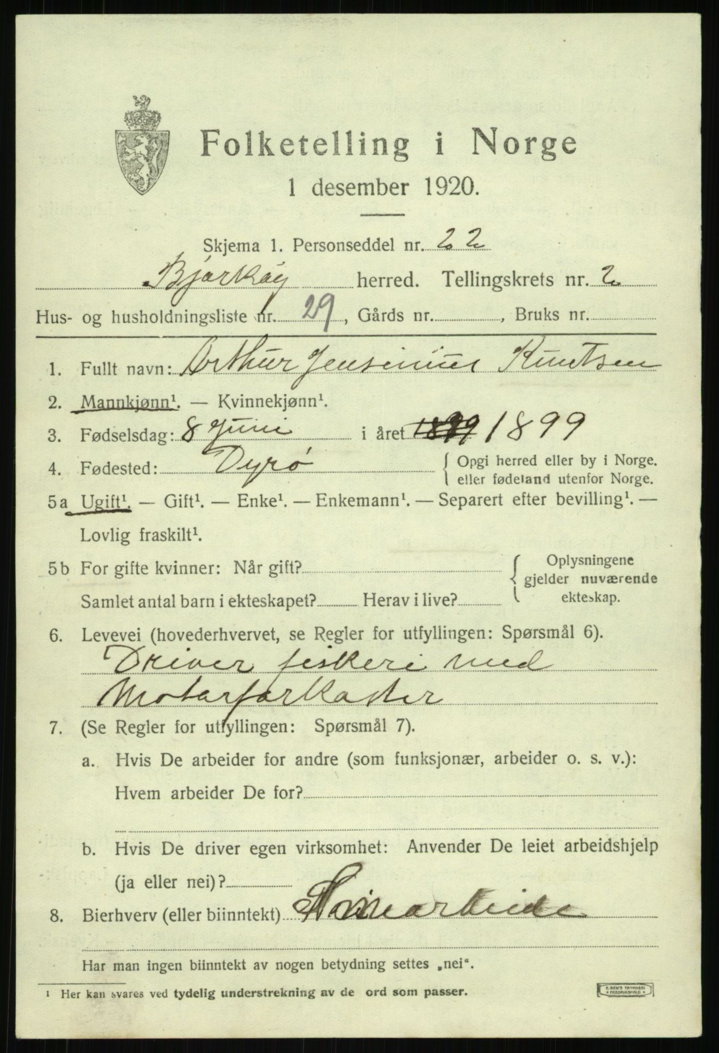 SATØ, 1920 census for Bjarkøy, 1920, p. 1557