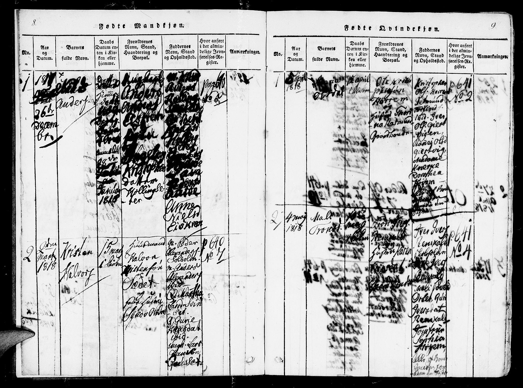 Ministerialprotokoller, klokkerbøker og fødselsregistre - Møre og Romsdal, AV/SAT-A-1454/560/L0718: Parish register (official) no. 560A02, 1817-1844, p. 8-9