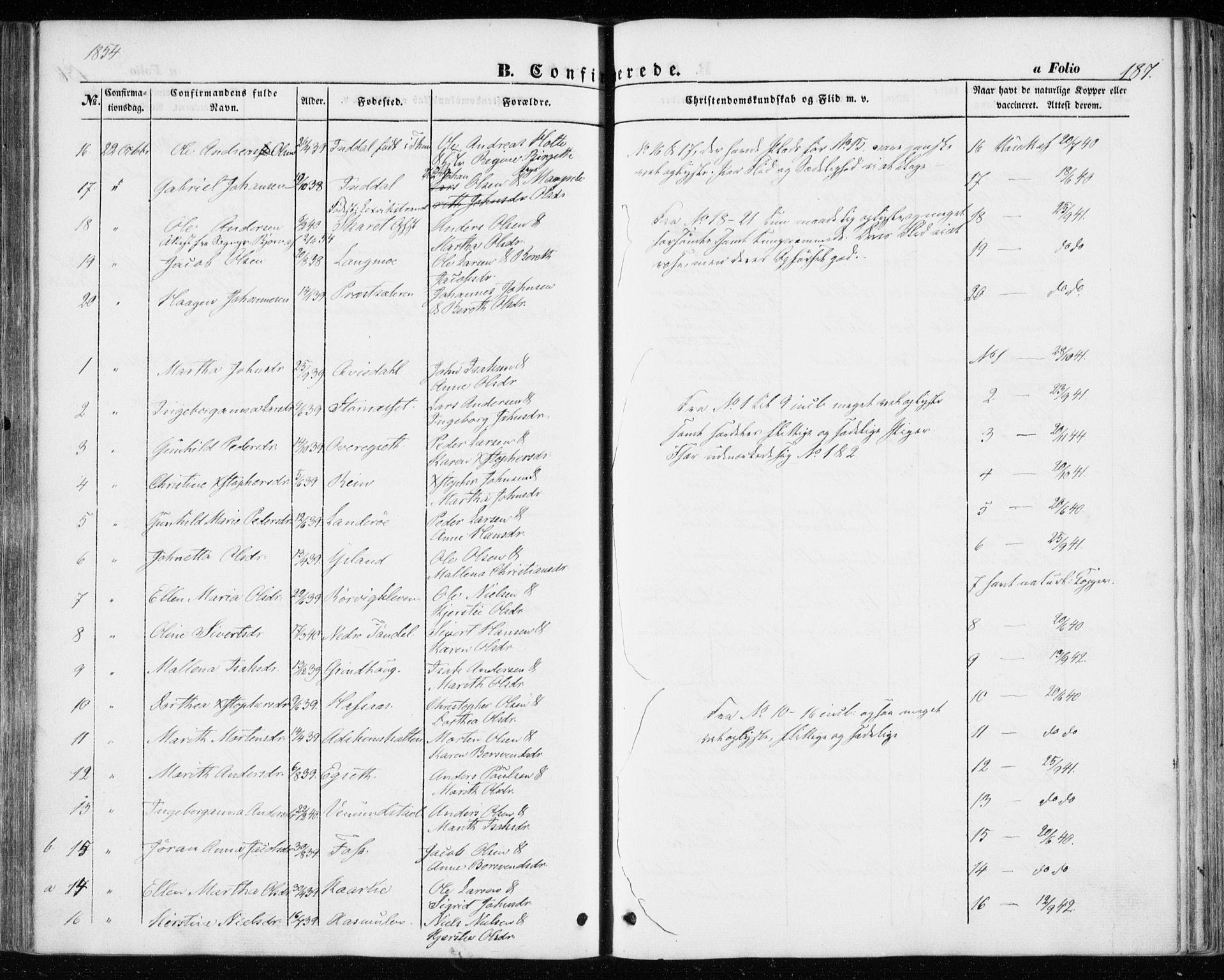 Ministerialprotokoller, klokkerbøker og fødselsregistre - Sør-Trøndelag, SAT/A-1456/646/L0611: Parish register (official) no. 646A09, 1848-1857, p. 187