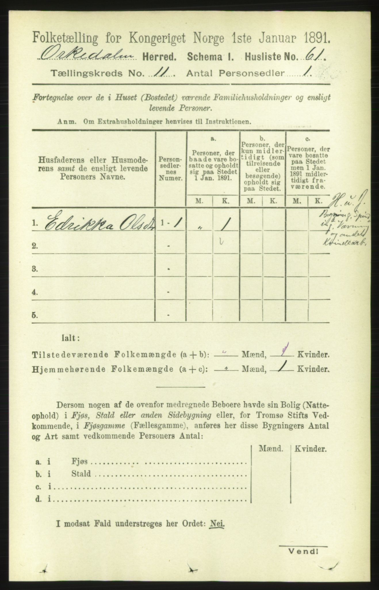 RA, 1891 census for 1638 Orkdal, 1891, p. 5140