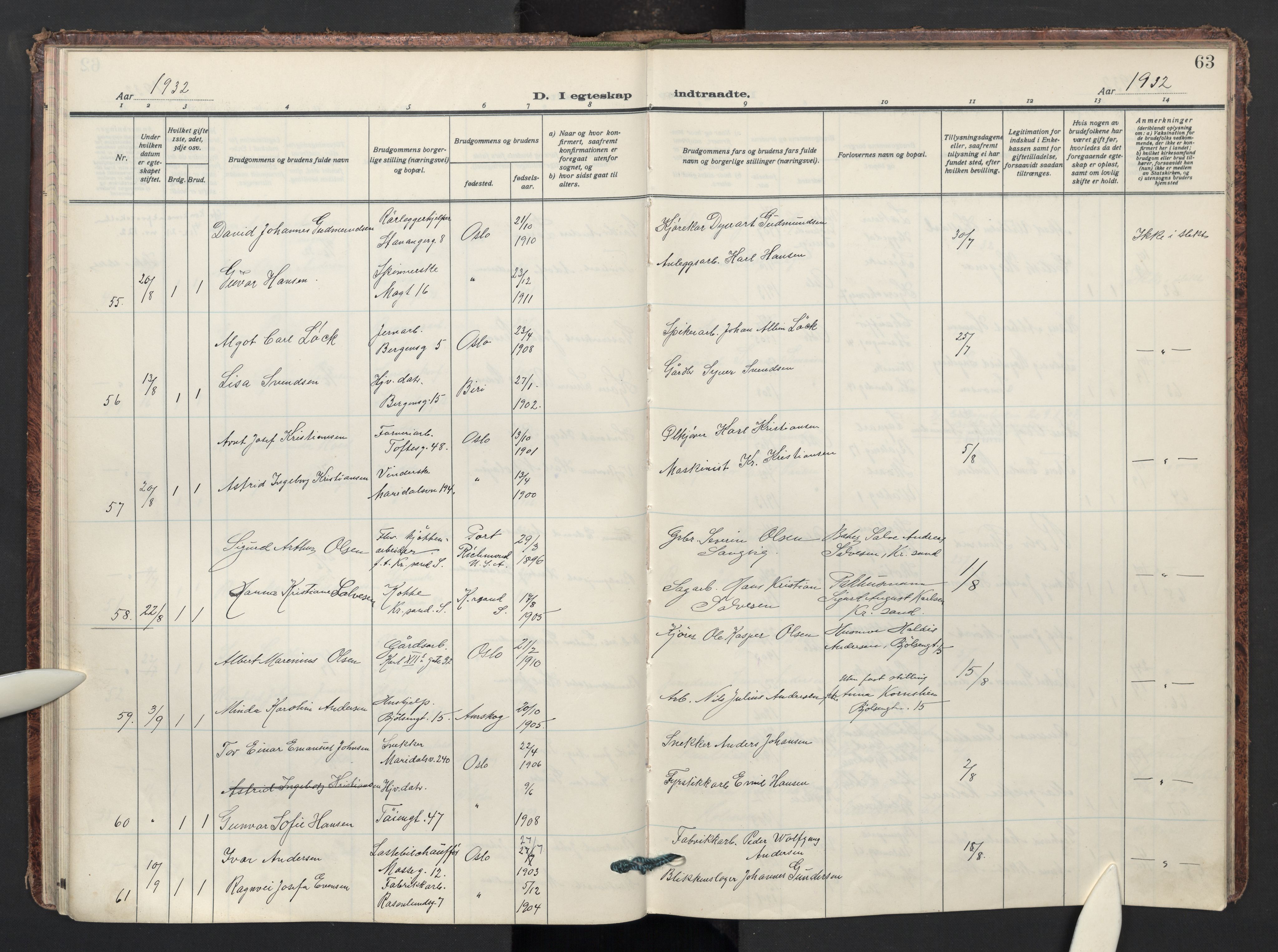 Sagene prestekontor Kirkebøker, AV/SAO-A-10796/F/L0016: Parish register (official) no. 16, 1929-1935, p. 63