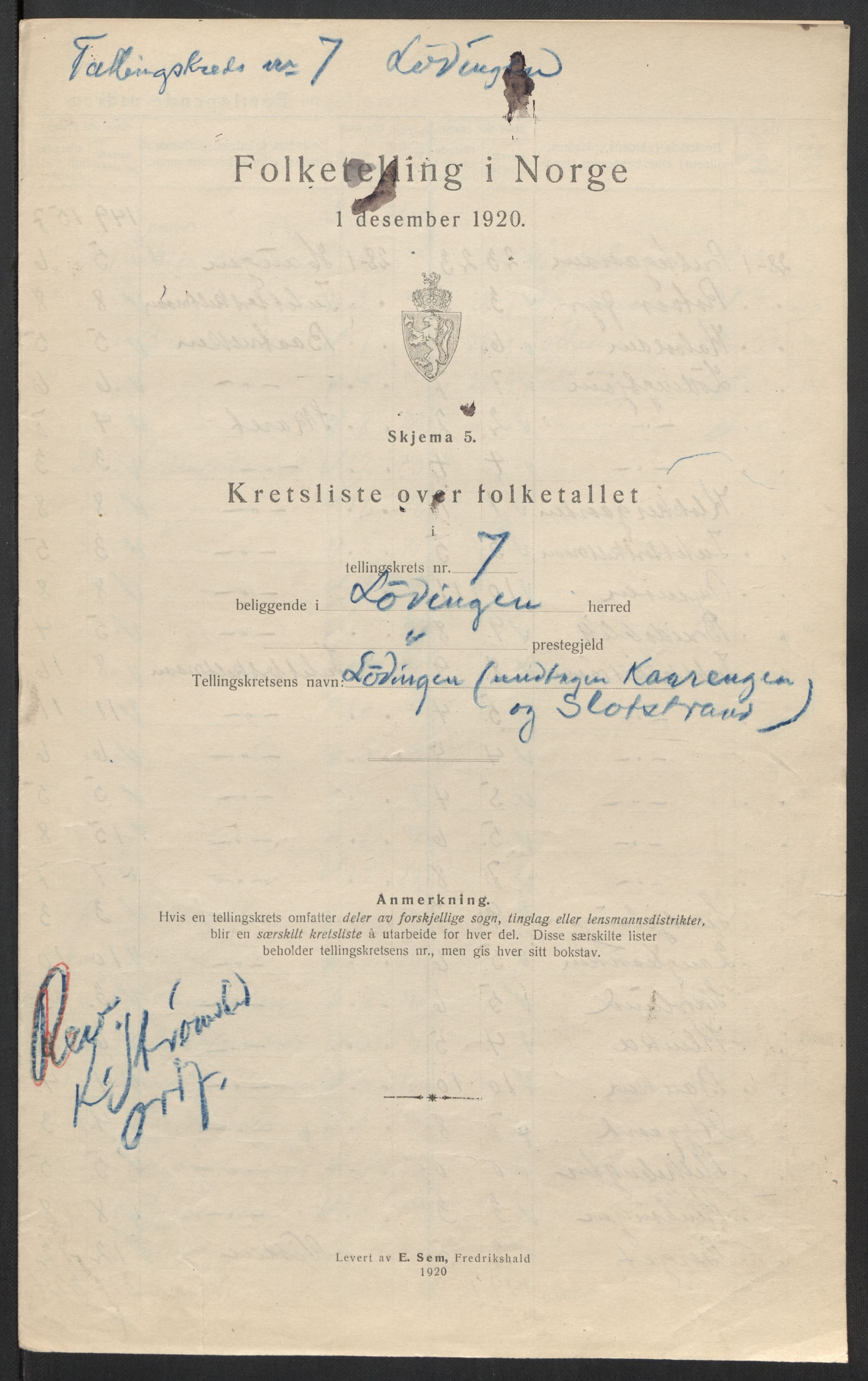 SAT, 1920 census for Lødingen, 1920, p. 24