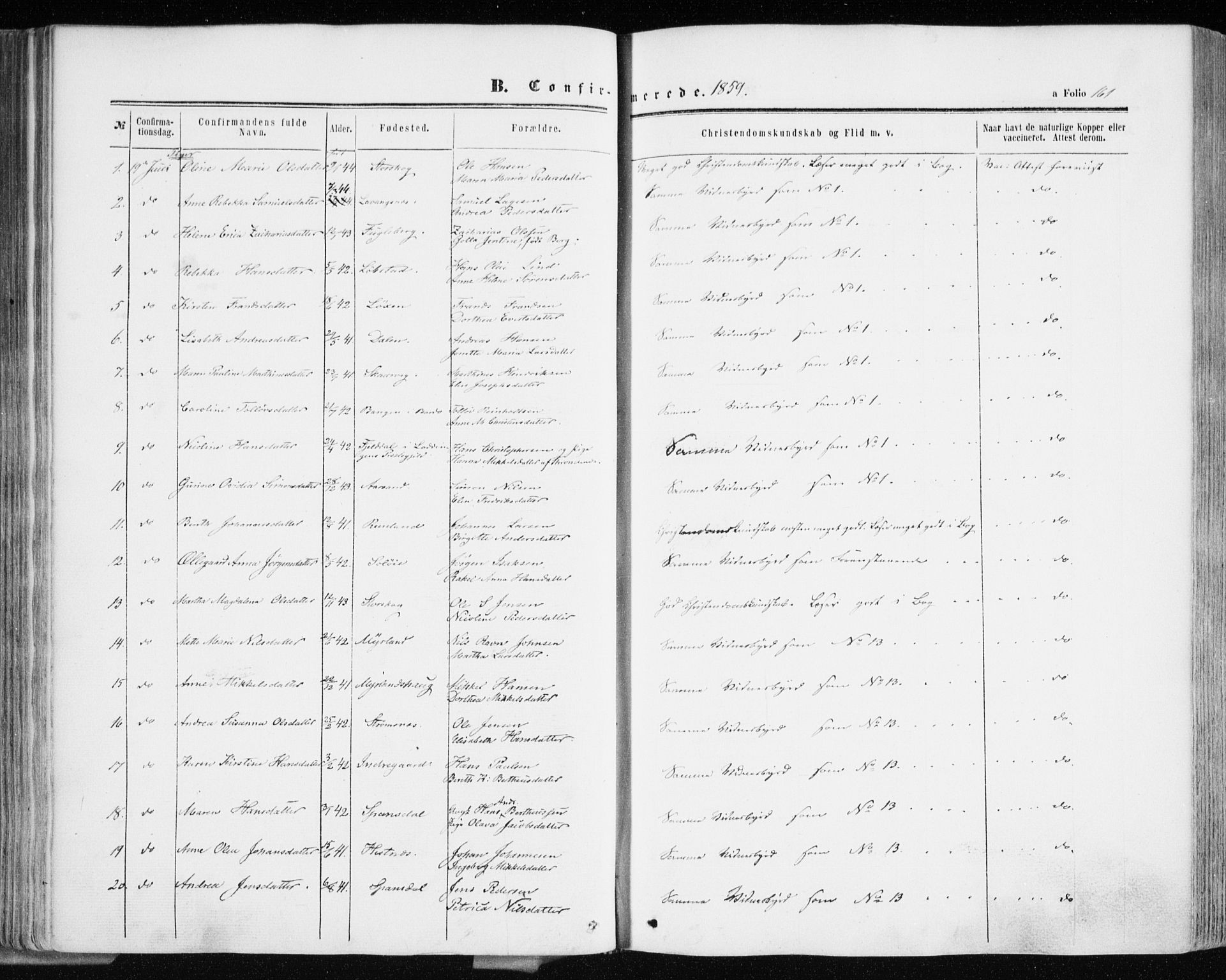 Ibestad sokneprestembete, SATØ/S-0077/H/Ha/Haa/L0009kirke: Parish register (official) no. 9, 1859-1868, p. 161