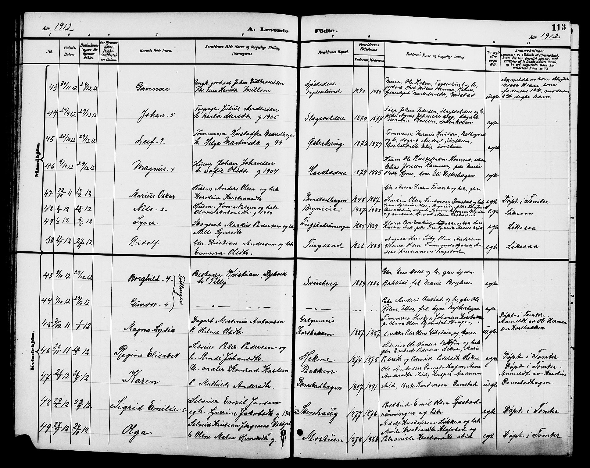 Romedal prestekontor, AV/SAH-PREST-004/L/L0012: Parish register (copy) no. 12, 1896-1914, p. 113