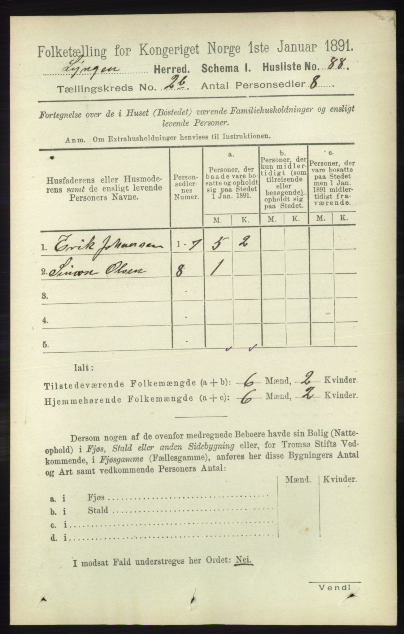 RA, 1891 census for 1938 Lyngen, 1891, p. 2456