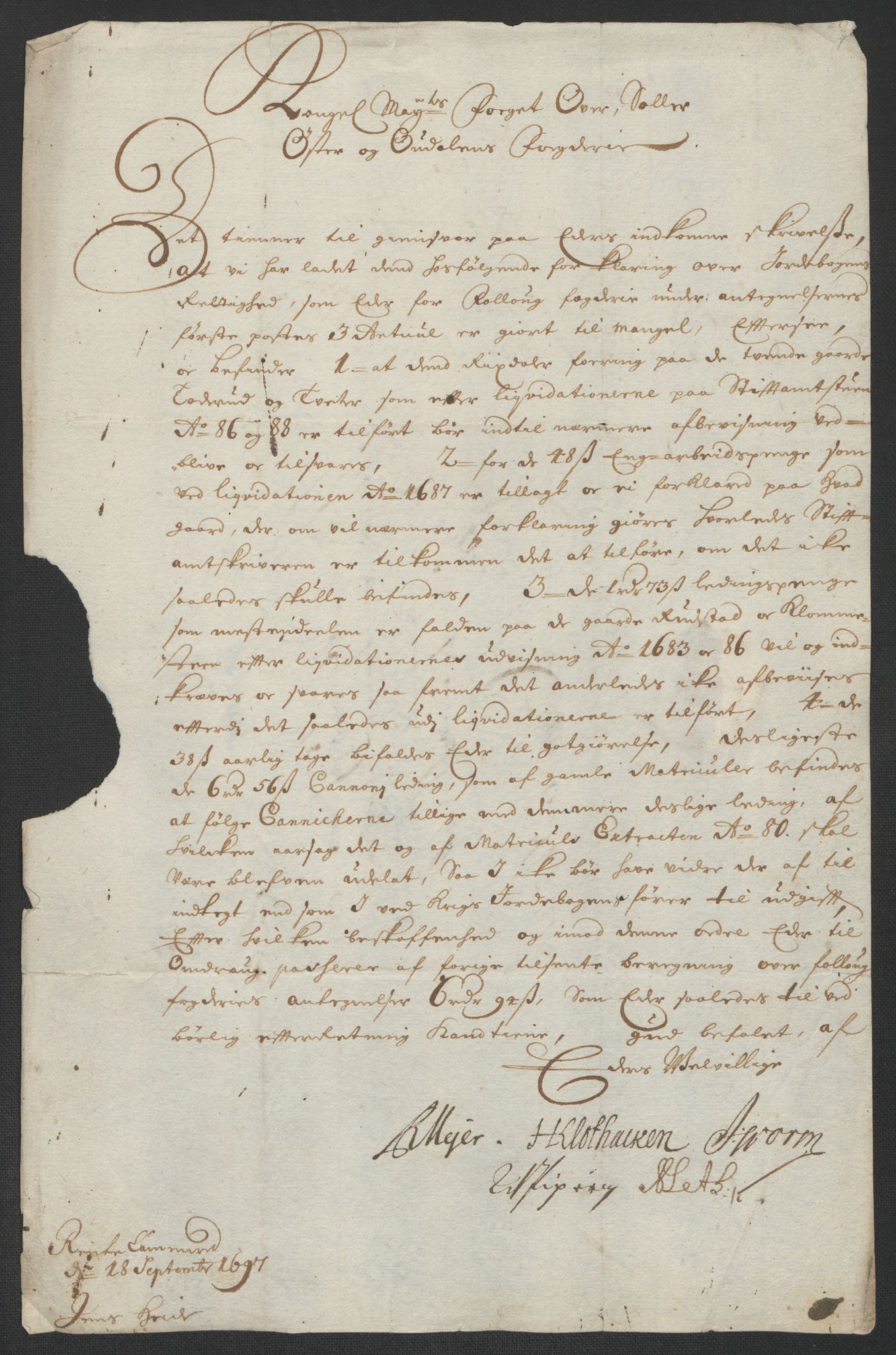 Rentekammeret inntil 1814, Reviderte regnskaper, Fogderegnskap, RA/EA-4092/R13/L0835: Fogderegnskap Solør, Odal og Østerdal, 1697, p. 281