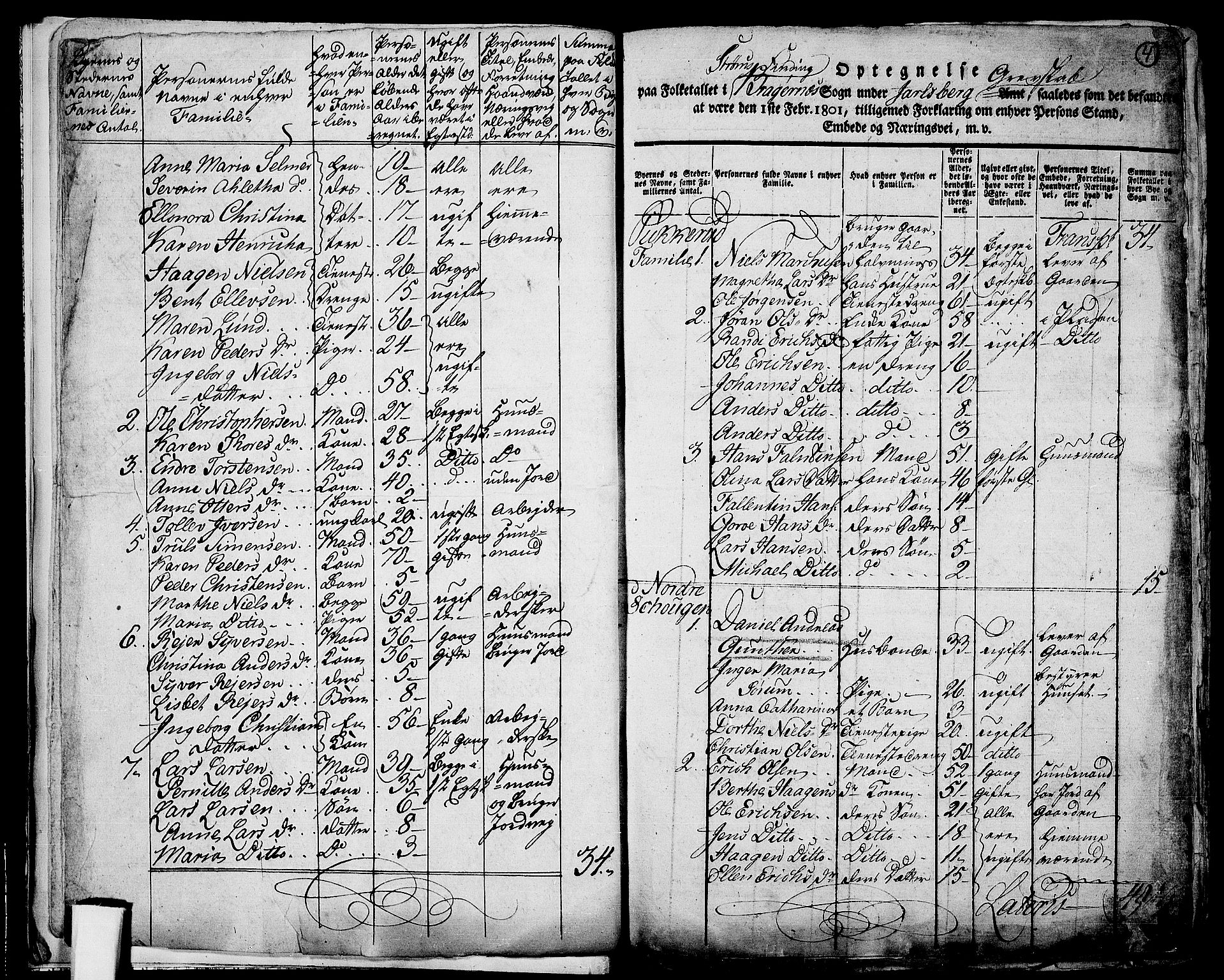 RA, 1801 census for 0602P Bragernes, 1801, p. 3b-4a