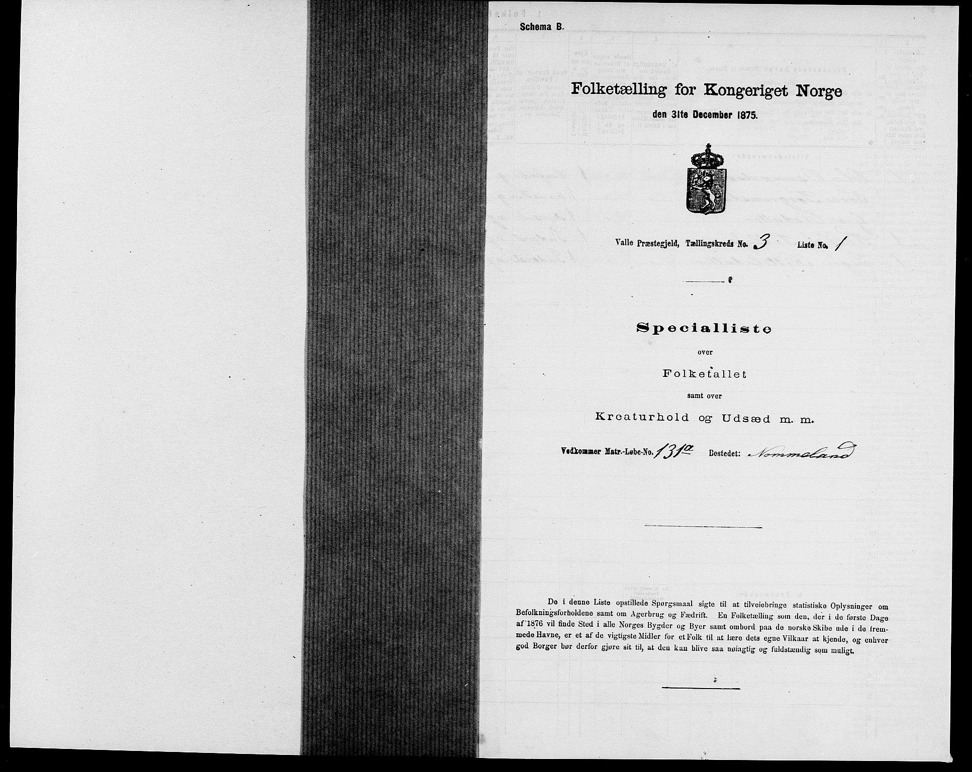 SAK, 1875 census for 0940P Valle, 1875, p. 265